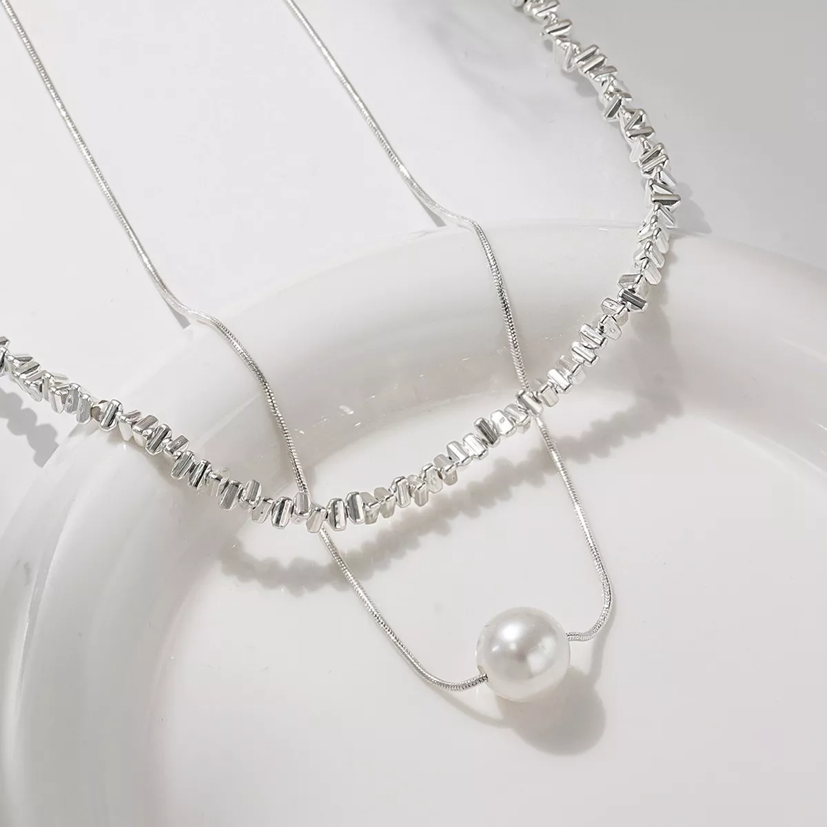 Double Layered Pearl Necklace - Image 3