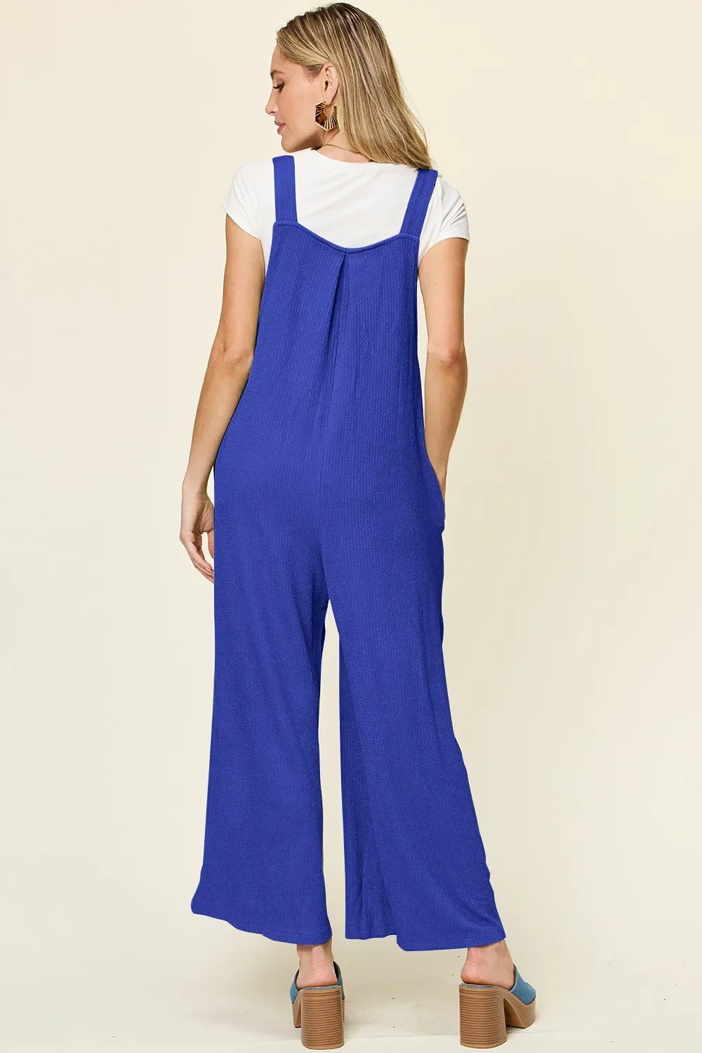 Double Take Full Size Texture Sleeveless Wide Leg Overall - Image 6