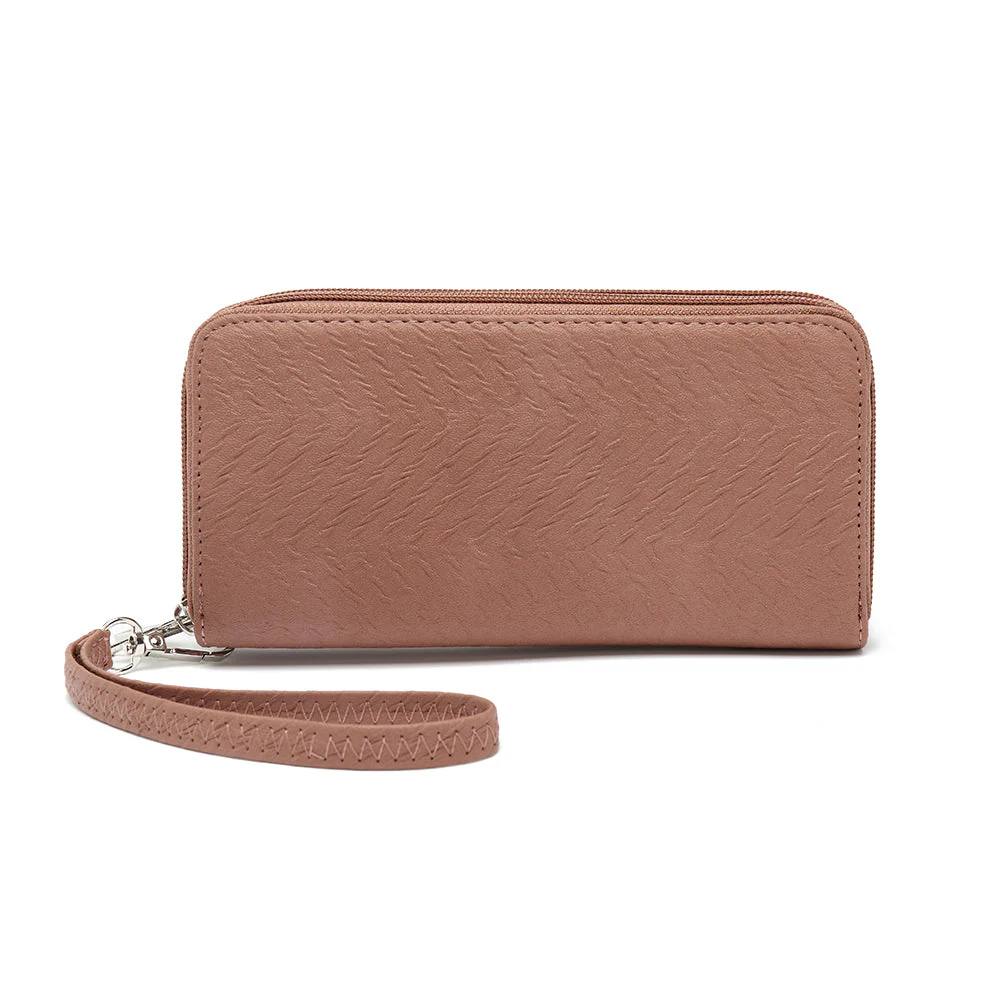 Double Zip Around Wallet with Wristlet Strap