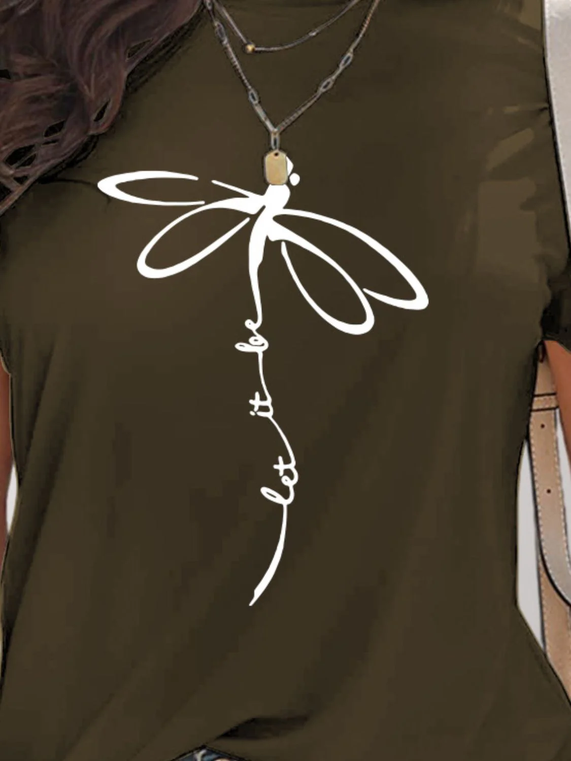 Dragonfly Graphic Round Neck Short Sleeve T-Shirt - Image 12
