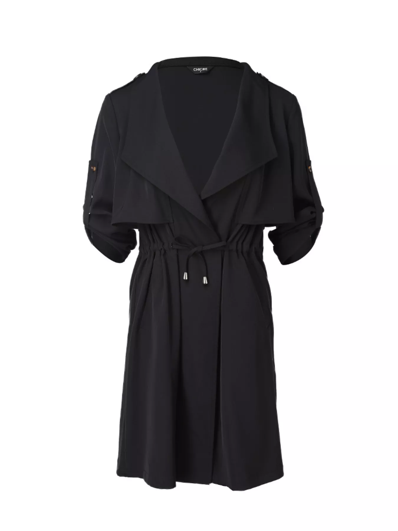Drape Collar Lightweight Trench Coat - Image 13