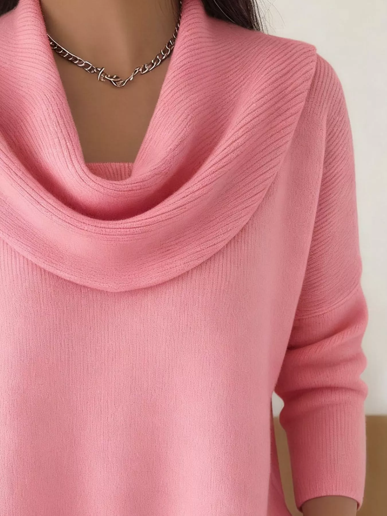 Drape Neck Long Sleeve Knit Top - Image 12
