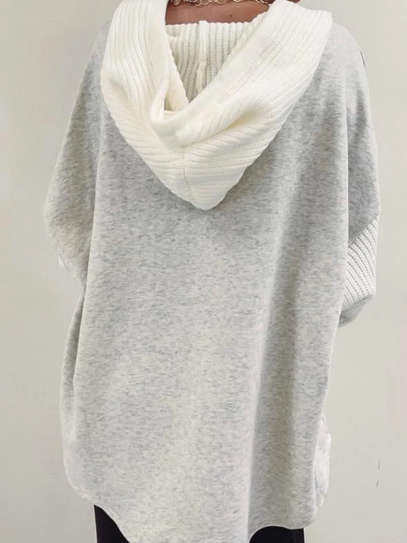 Drawstring Button Front Hoodie - Image 3