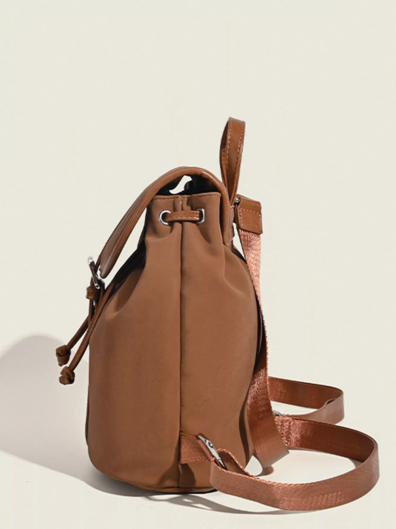 Drawstring Closure Flap Backpack Bag - Image 5