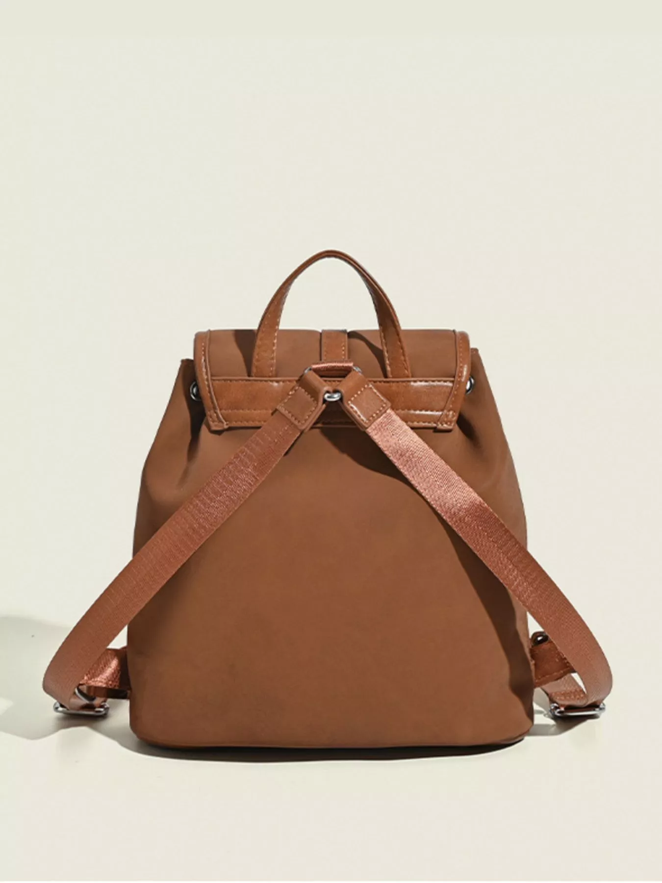 Drawstring Closure Flap Backpack Bag - Image 8
