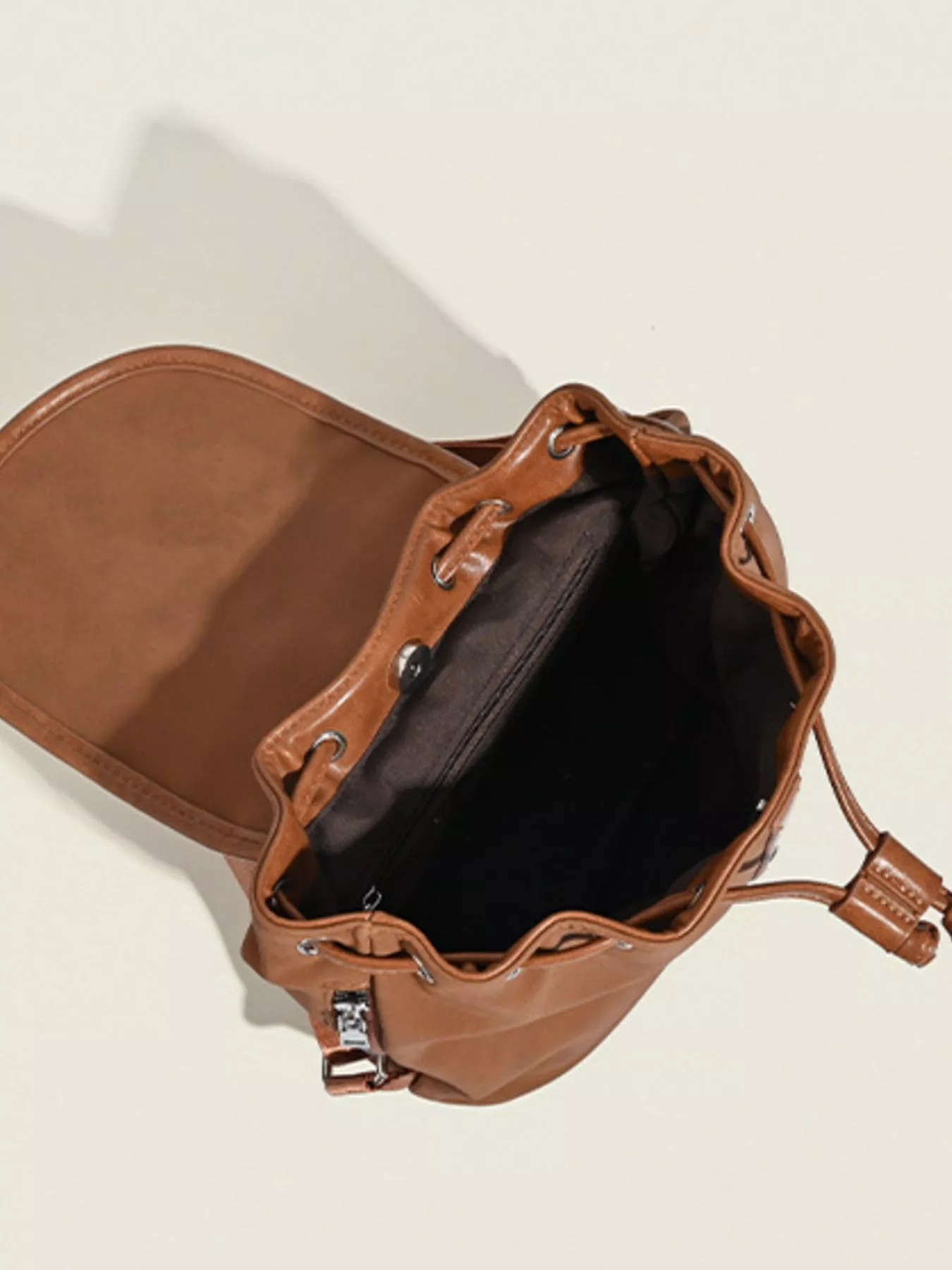 Drawstring Closure Flap Backpack Bag - Image 9
