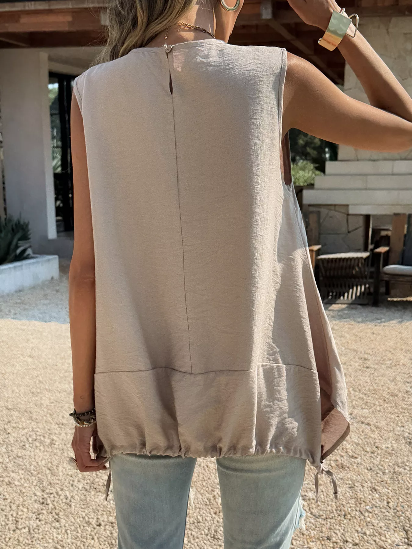 Drawstring Hem Sleeveless Tank - Image 5