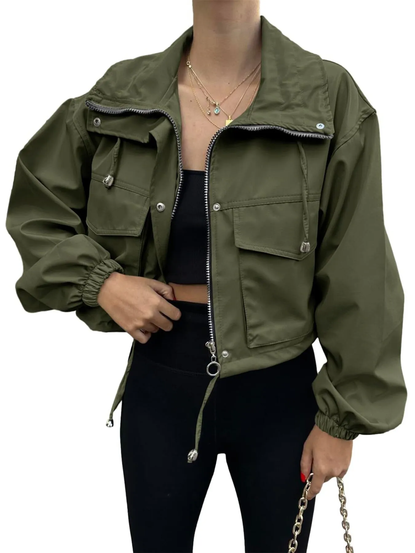 Drawstring Hem Zip Up Jacket - Image 15