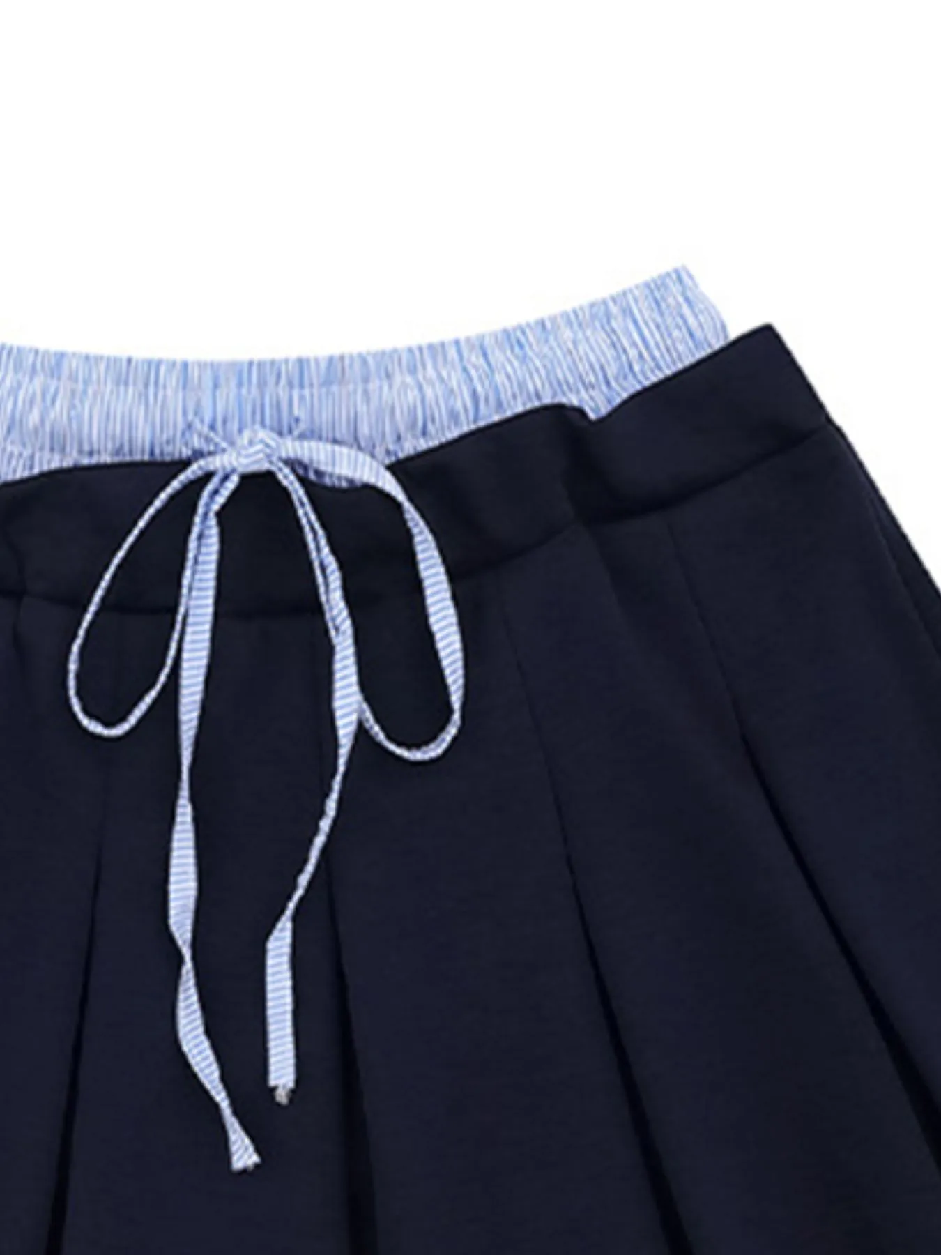 Drawstring Pleated Mini Skirt - Image 9