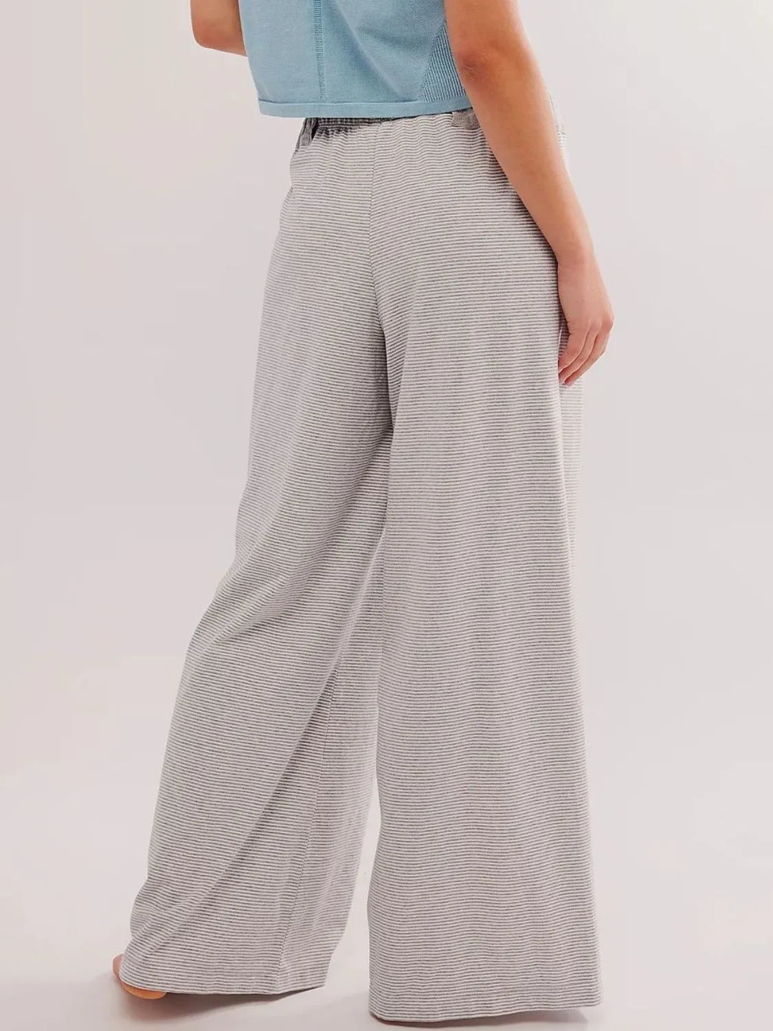 Drawstring Striped Wide Leg Pants - Image 2