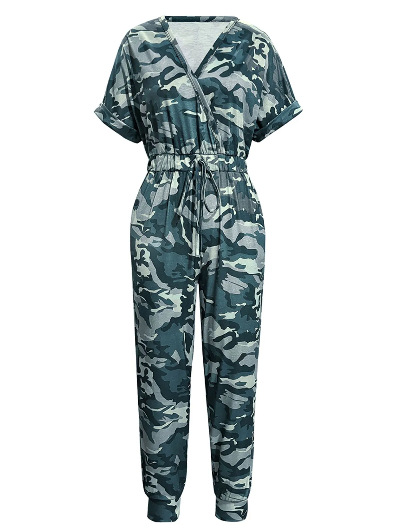 Drawstring Waist Short Sleeve Jumpsuit - Image 7