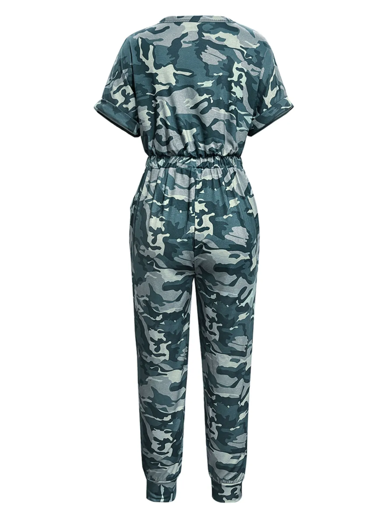 Drawstring Waist Short Sleeve Jumpsuit - Image 8