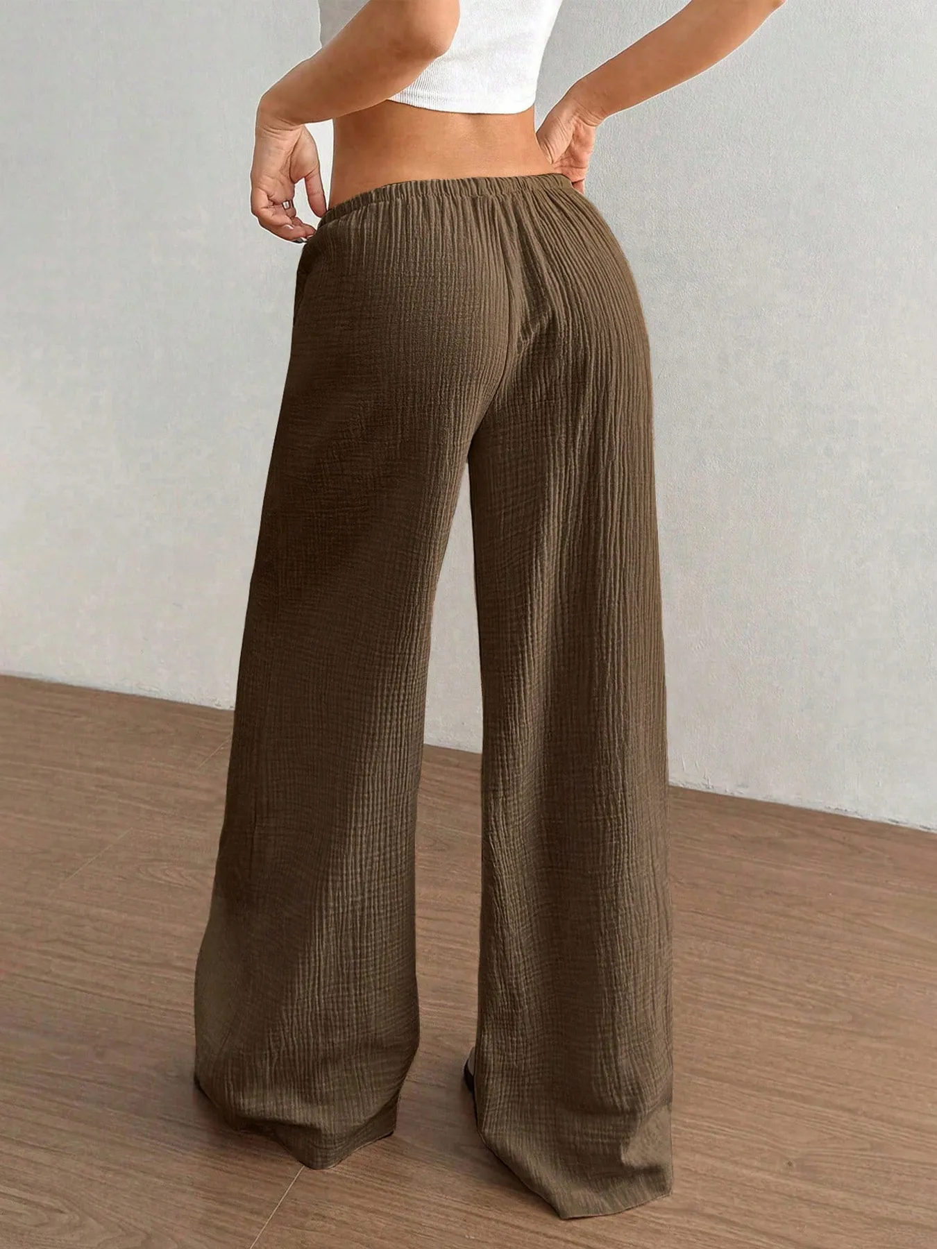 Drawstring Wide-Leg Casual Pants - Image 17