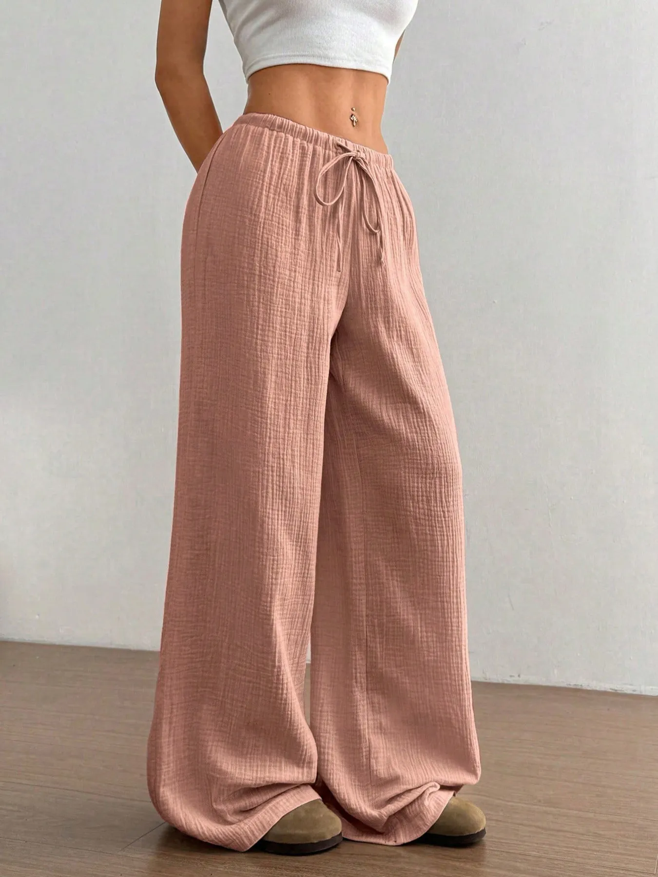Drawstring Wide-Leg Casual Pants - Image 21
