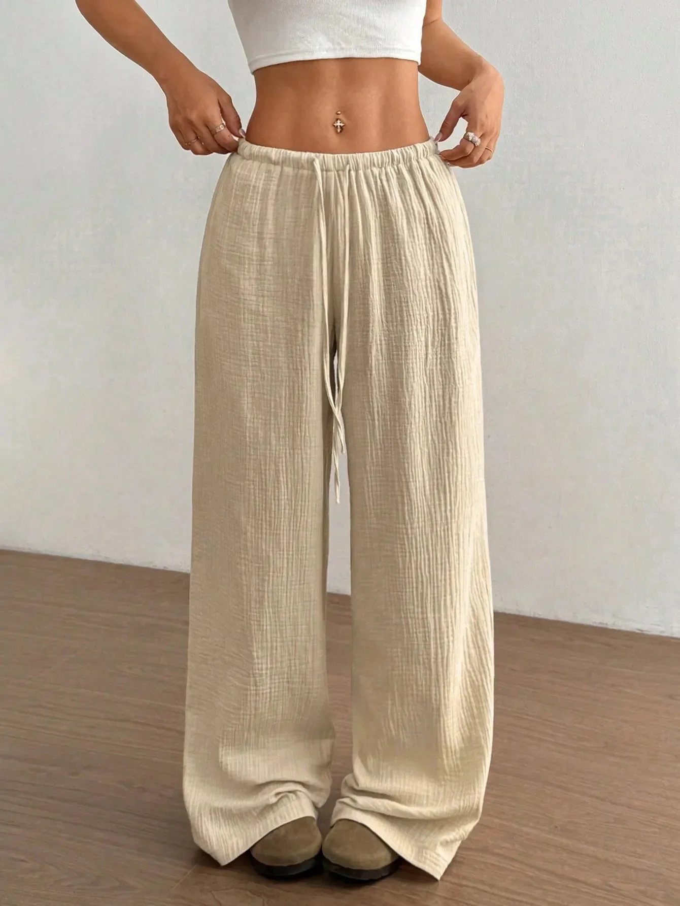 Drawstring Wide-Leg Casual Pants - Image 23
