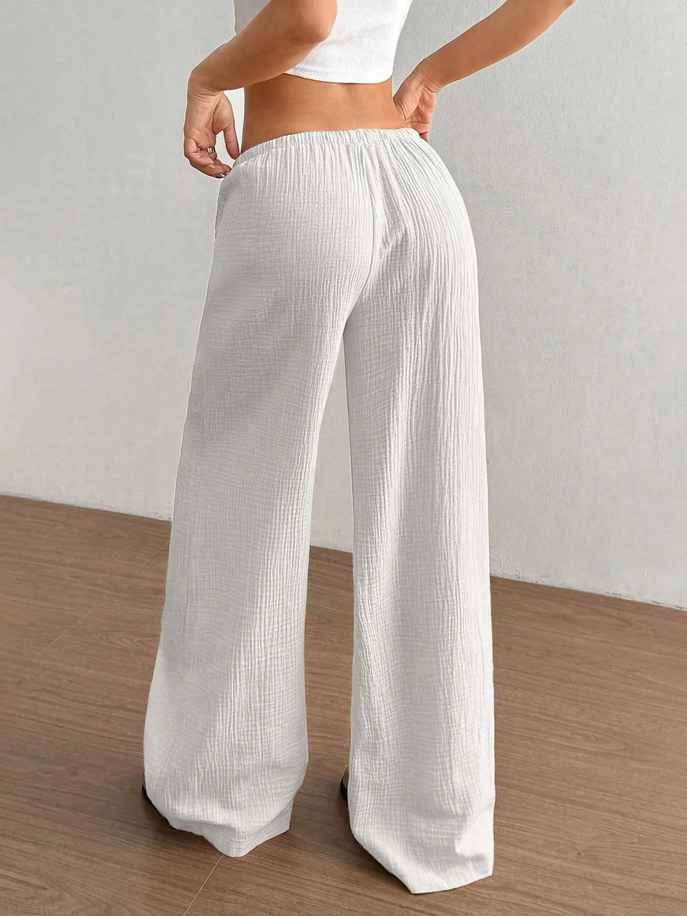 Drawstring Wide-Leg Casual Pants - Image 5