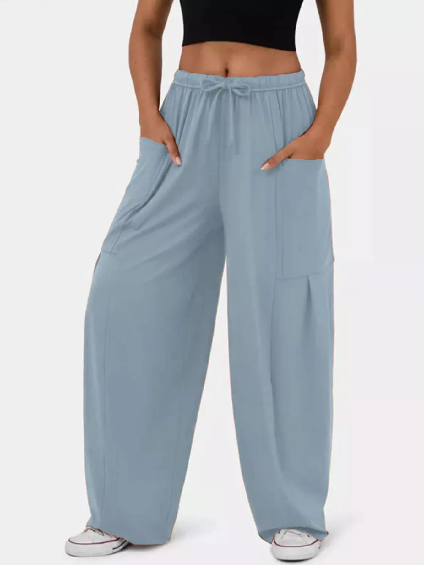 Drawstring Wide Leg Pants - Image 4