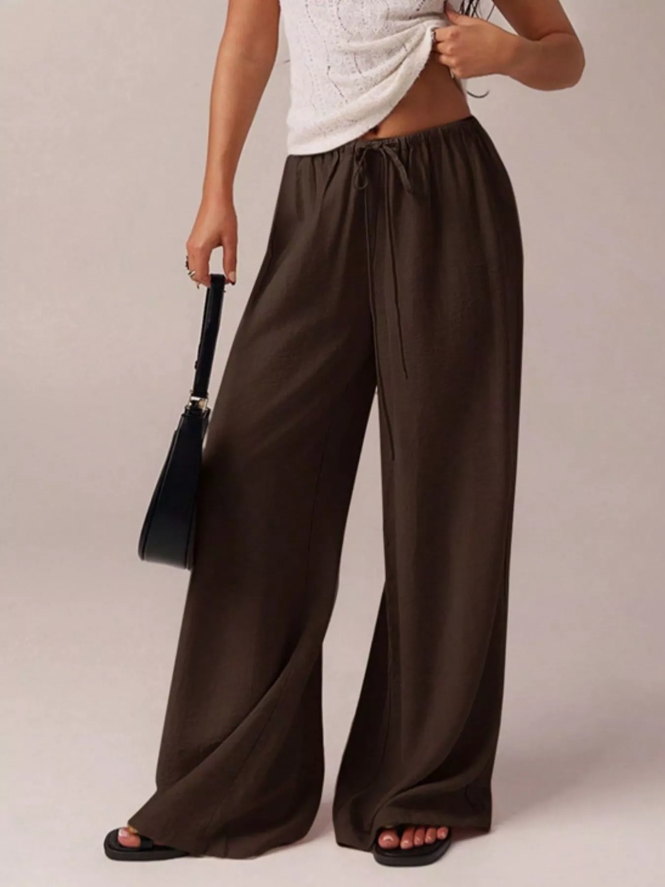 Drawstring Wide Leg Pants - Image 15