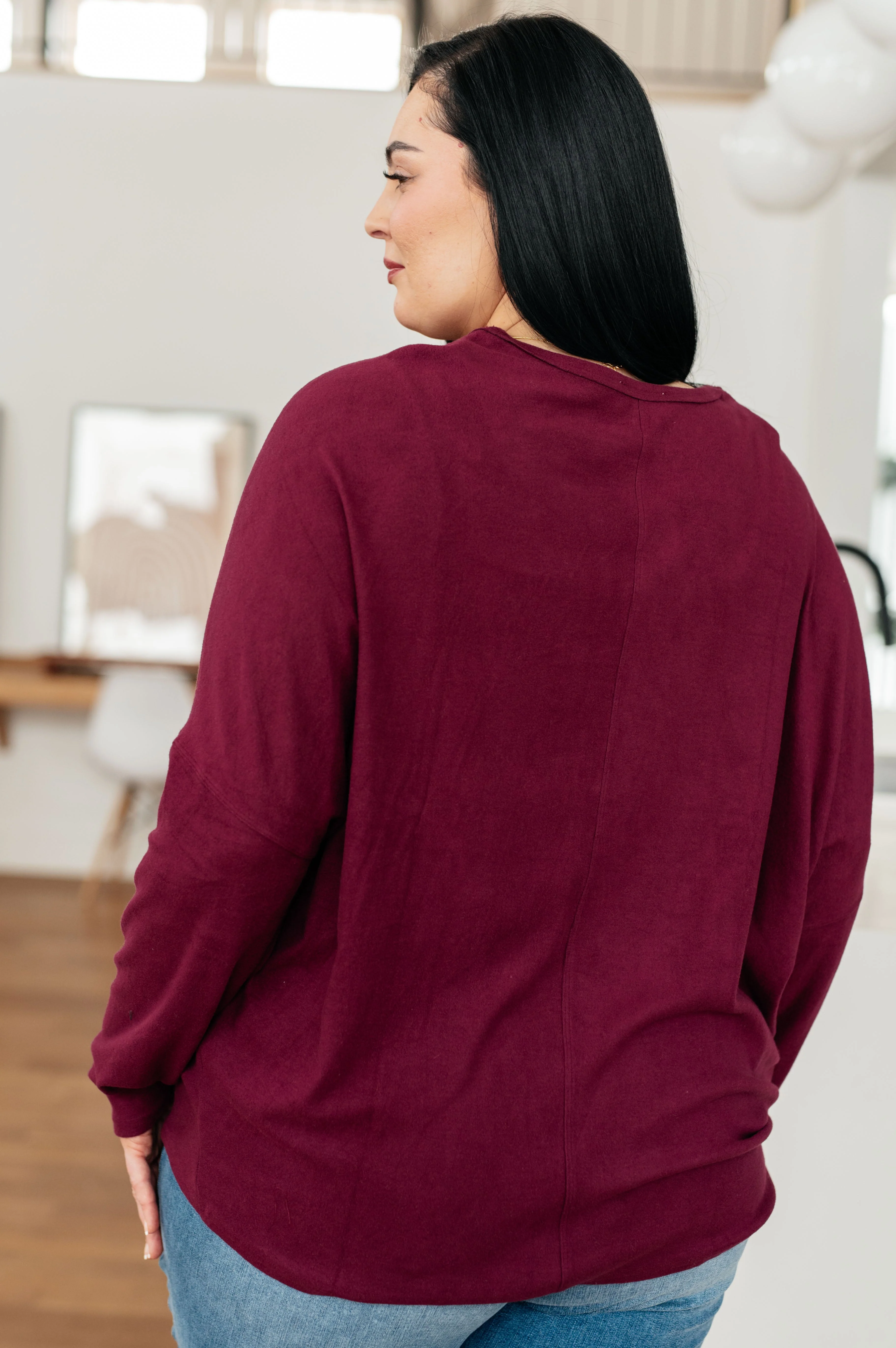 Drive Downtown Dolman Sleeve Top in Wine - Image 10