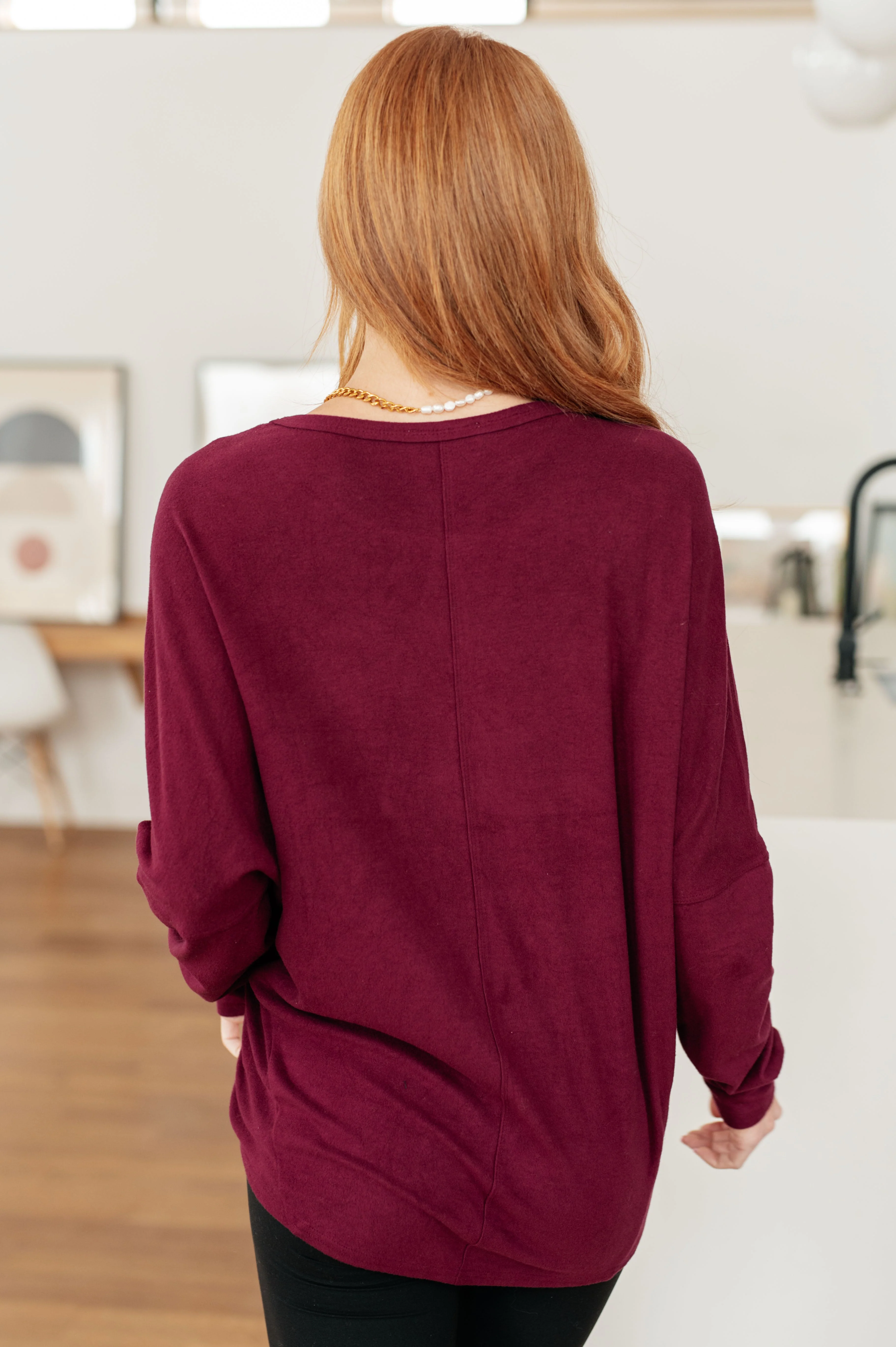 Drive Downtown Dolman Sleeve Top in Wine - Image 11