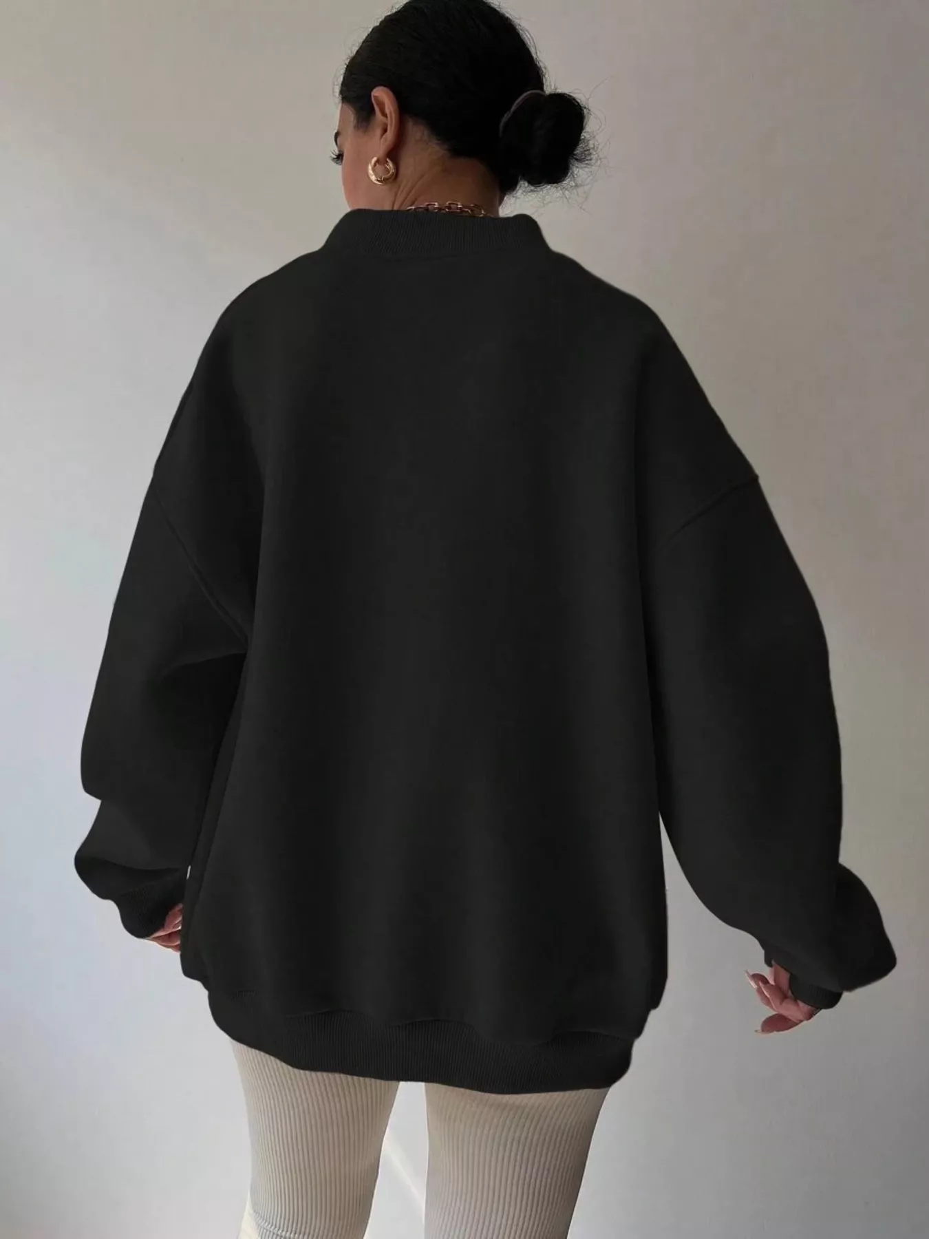 Dropped Shoulder Long Sleeve Oversized Sweatshirt - Image 14