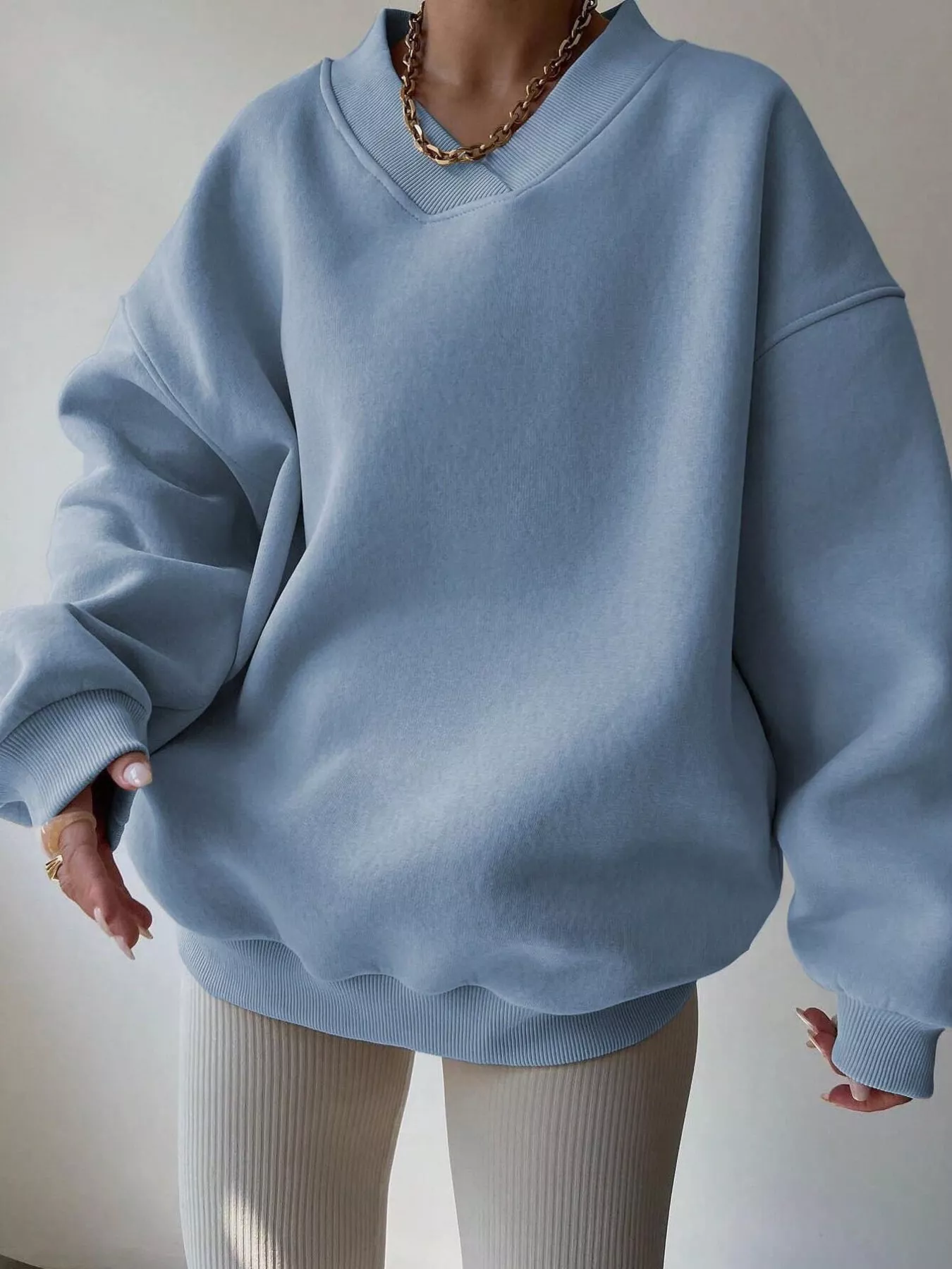 Dropped Shoulder Long Sleeve Oversized Sweatshirt - Image 16