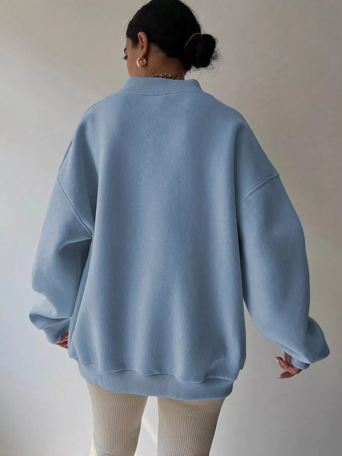 Dropped Shoulder Long Sleeve Oversized Sweatshirt - Image 17