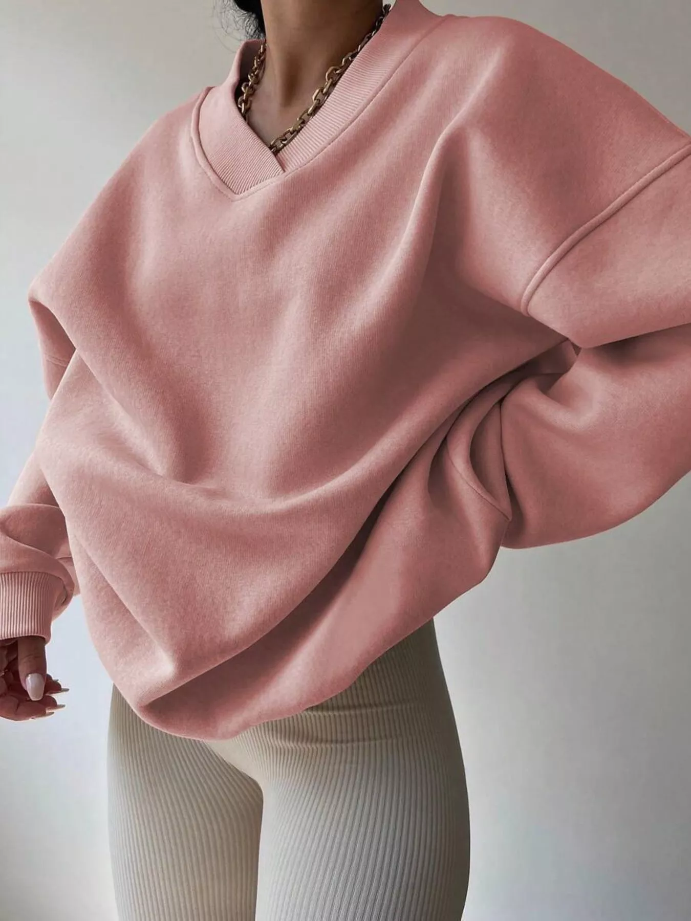 Dropped Shoulder Long Sleeve Oversized Sweatshirt - Image 2