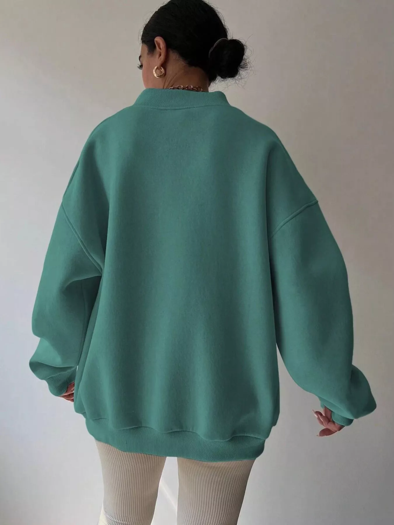 Dropped Shoulder Long Sleeve Oversized Sweatshirt - Image 20
