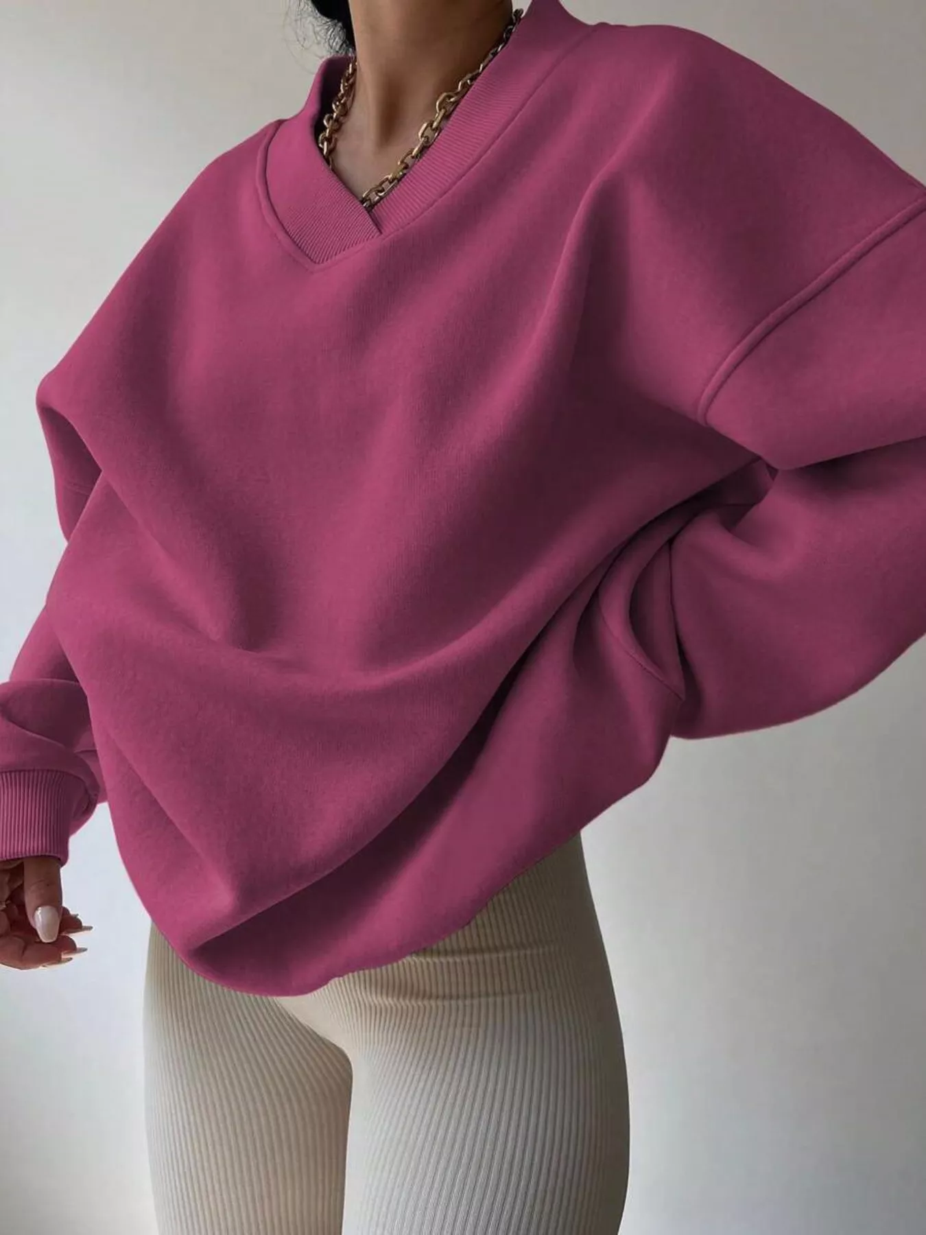 Dropped Shoulder Long Sleeve Oversized Sweatshirt - Image 24