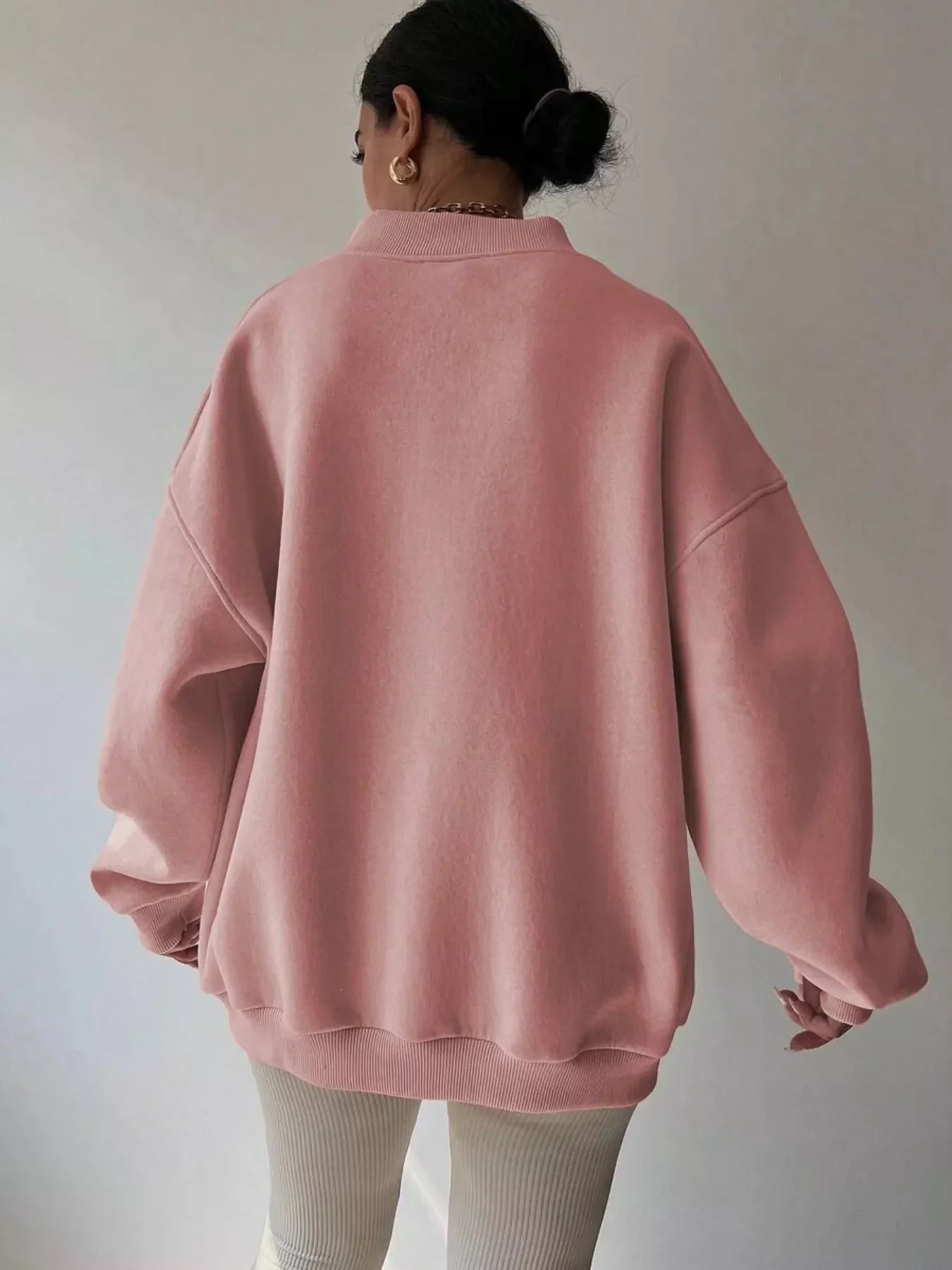 Dropped Shoulder Long Sleeve Oversized Sweatshirt - Image 3