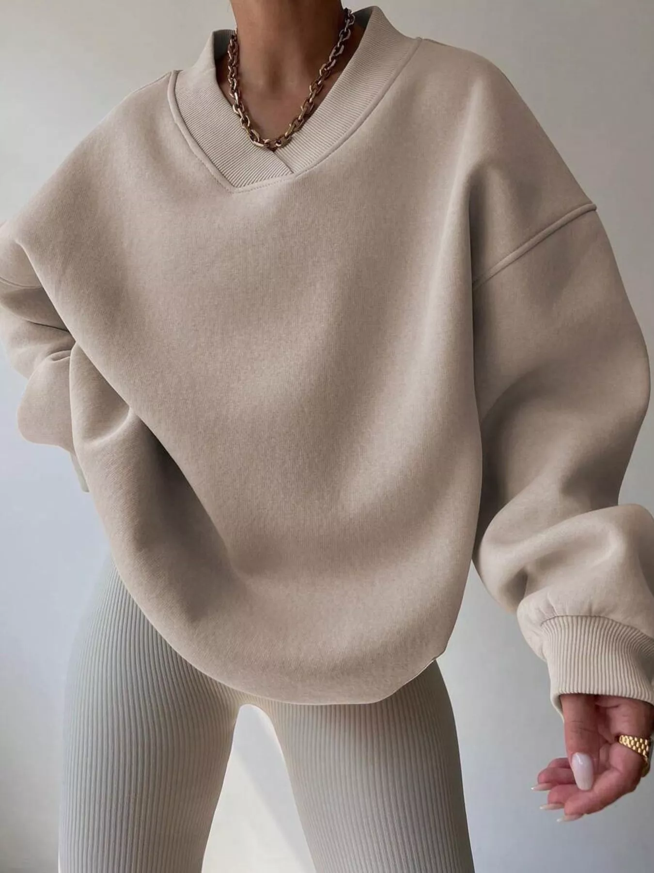 Dropped Shoulder Long Sleeve Oversized Sweatshirt - Image 4