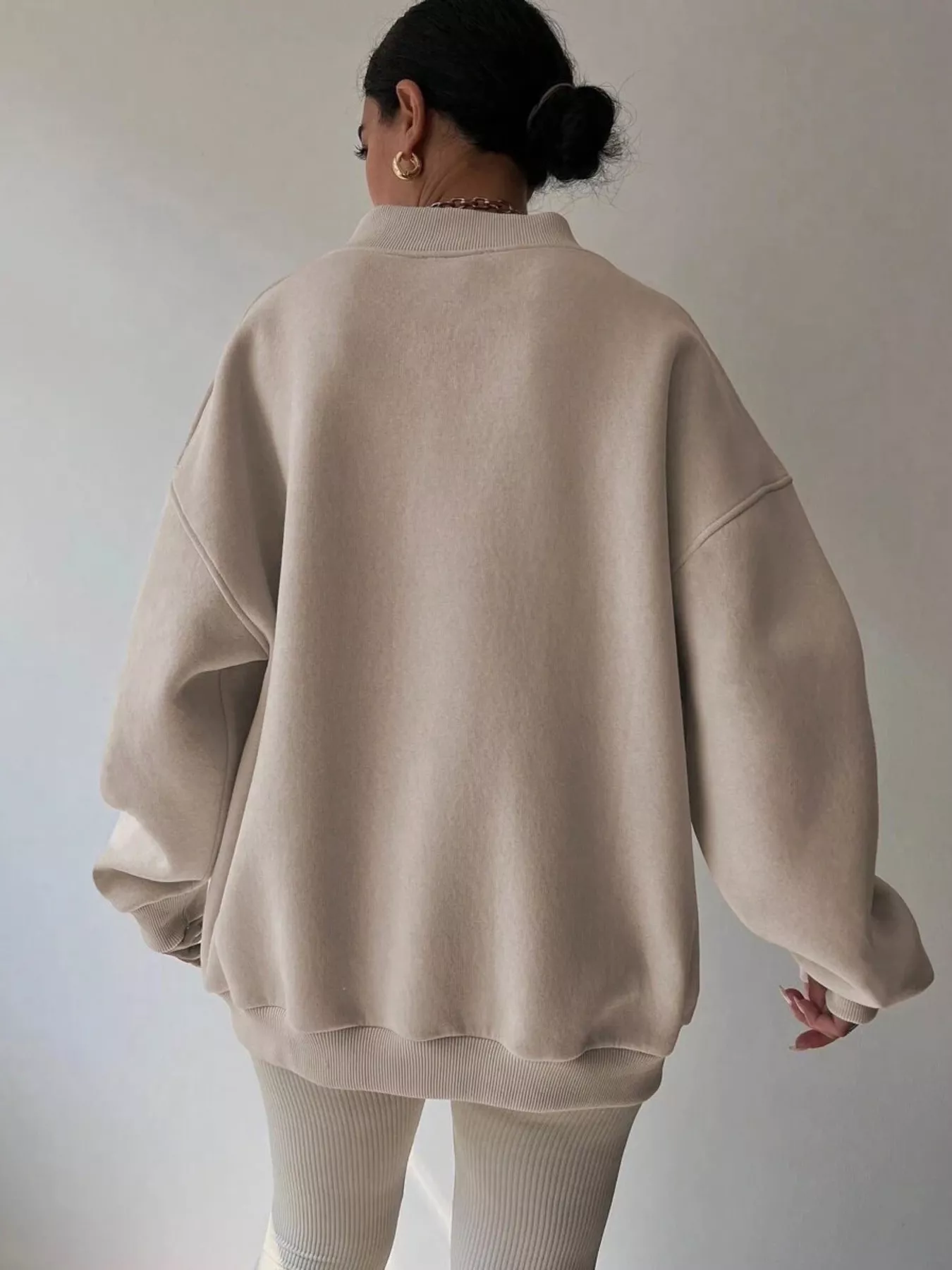 Dropped Shoulder Long Sleeve Oversized Sweatshirt - Image 5