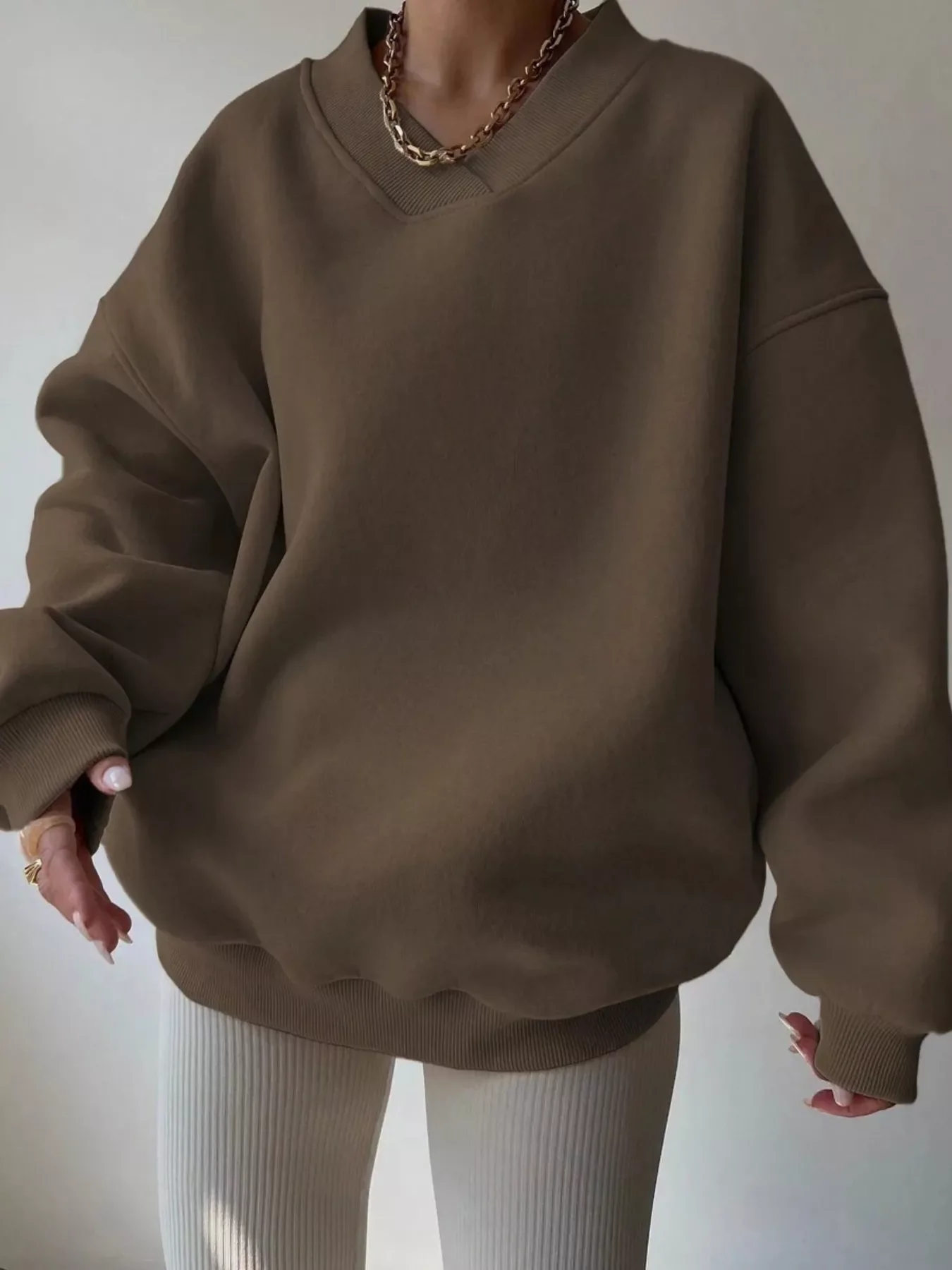 Dropped Shoulder Long Sleeve Oversized Sweatshirt - Image 7