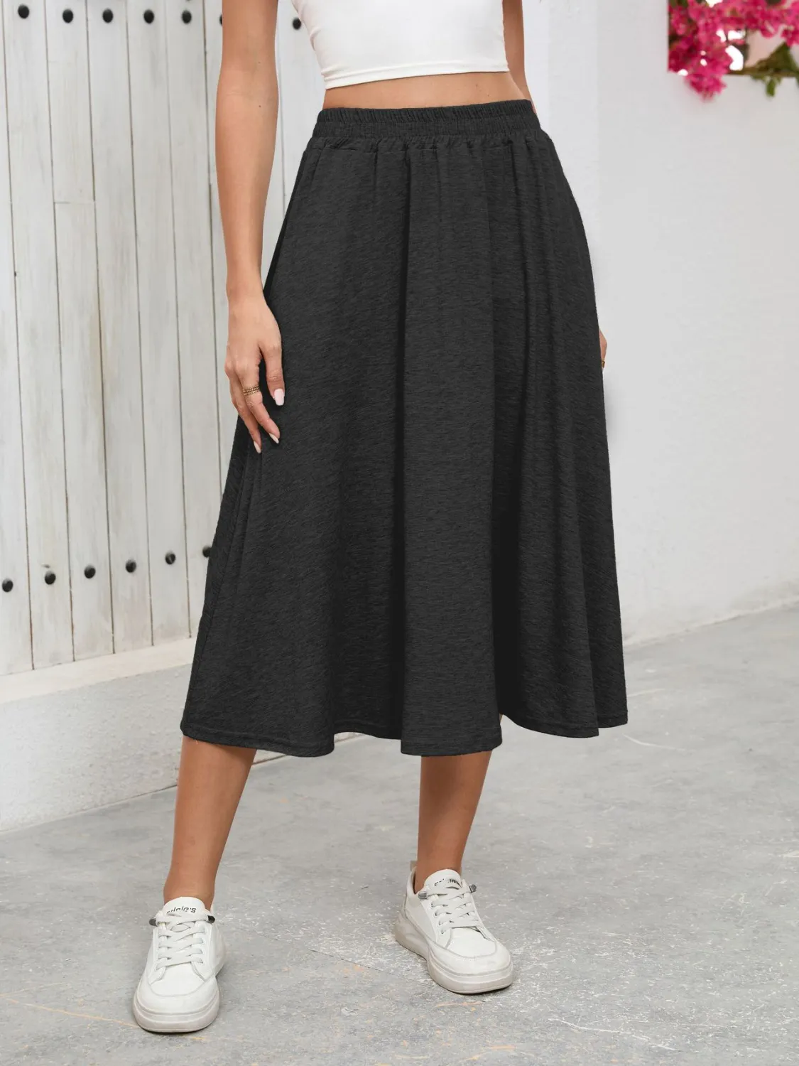 Elastic Waist Skirt With Pockets - Image 14