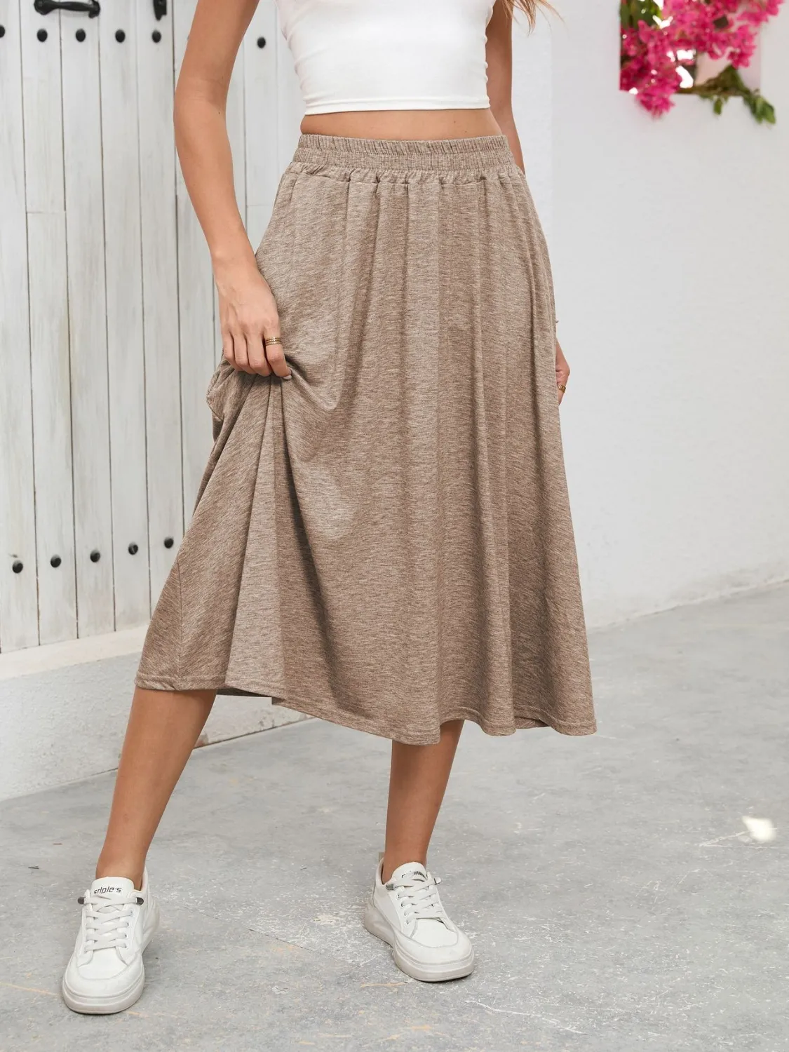 Elastic Waist Skirt With Pockets - Image 19