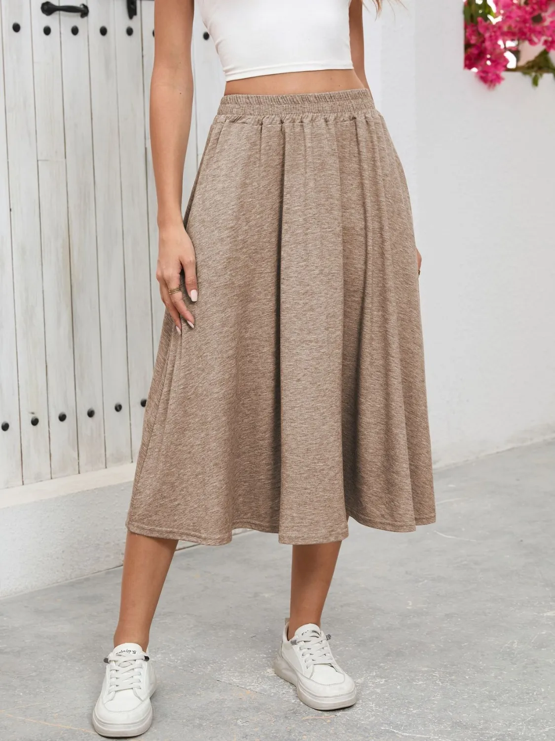 Elastic Waist Skirt With Pockets - Image 20