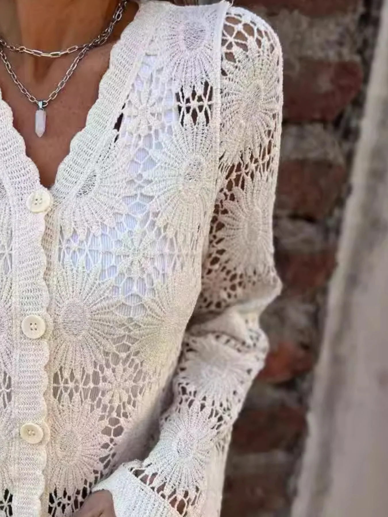 Elegant Floral Crochet Knit Cover Up - Image 2