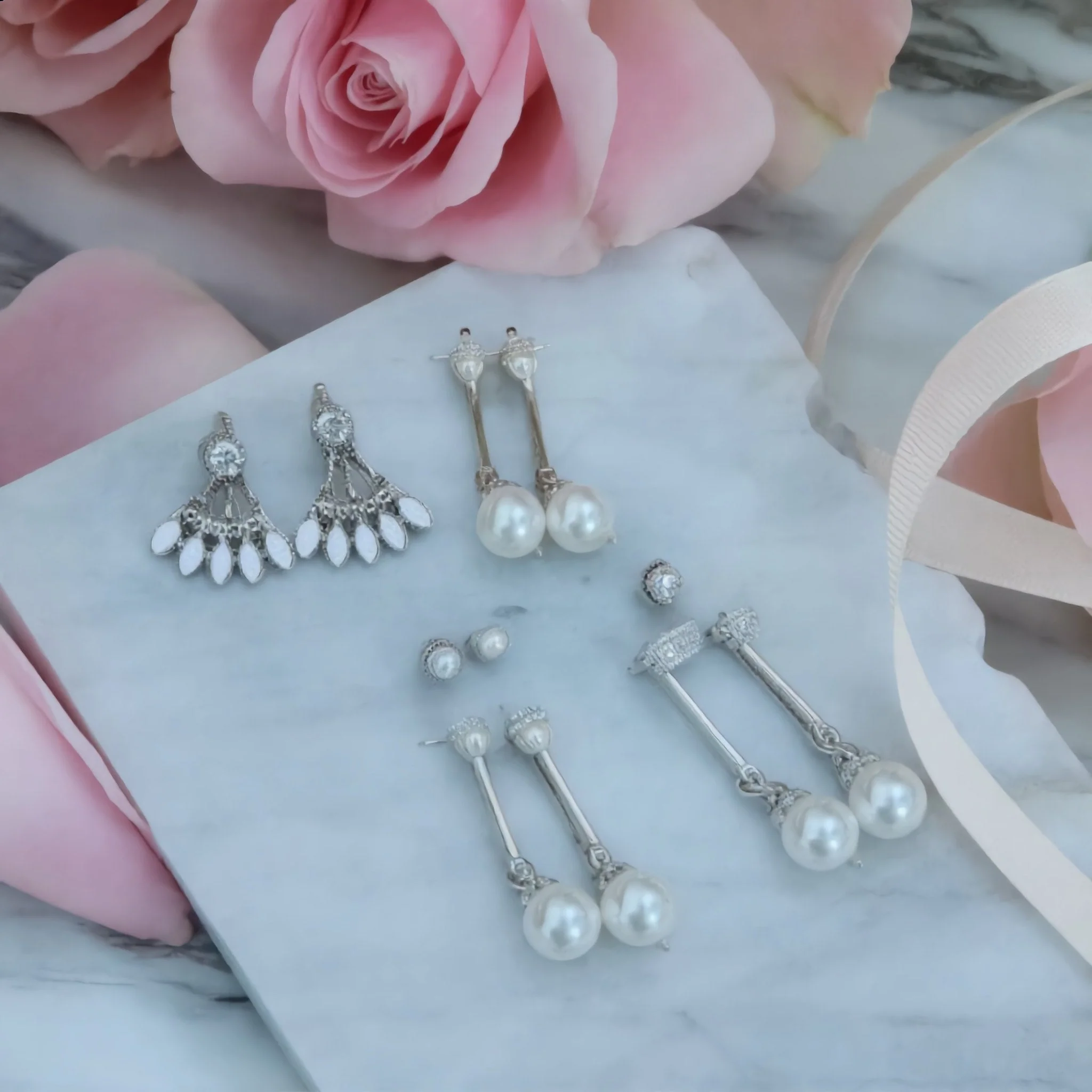 Elegant Pearl & Crystal Drop Earrings Collection