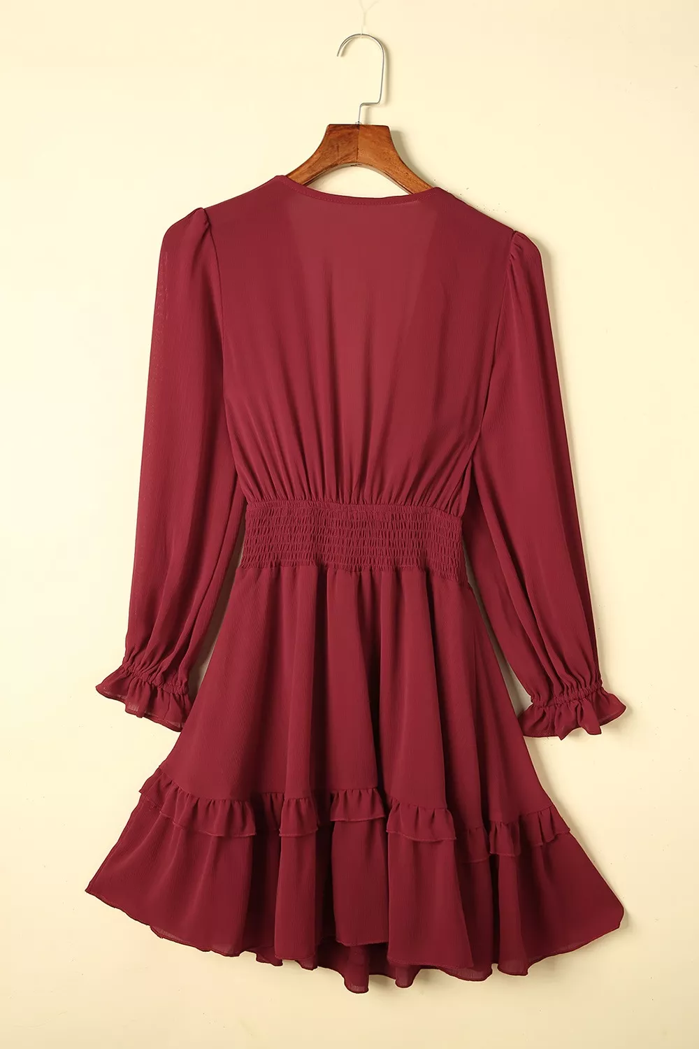Elegant Tie-Front Ruffle Mini Dress with Smocked Wiast - Image 18