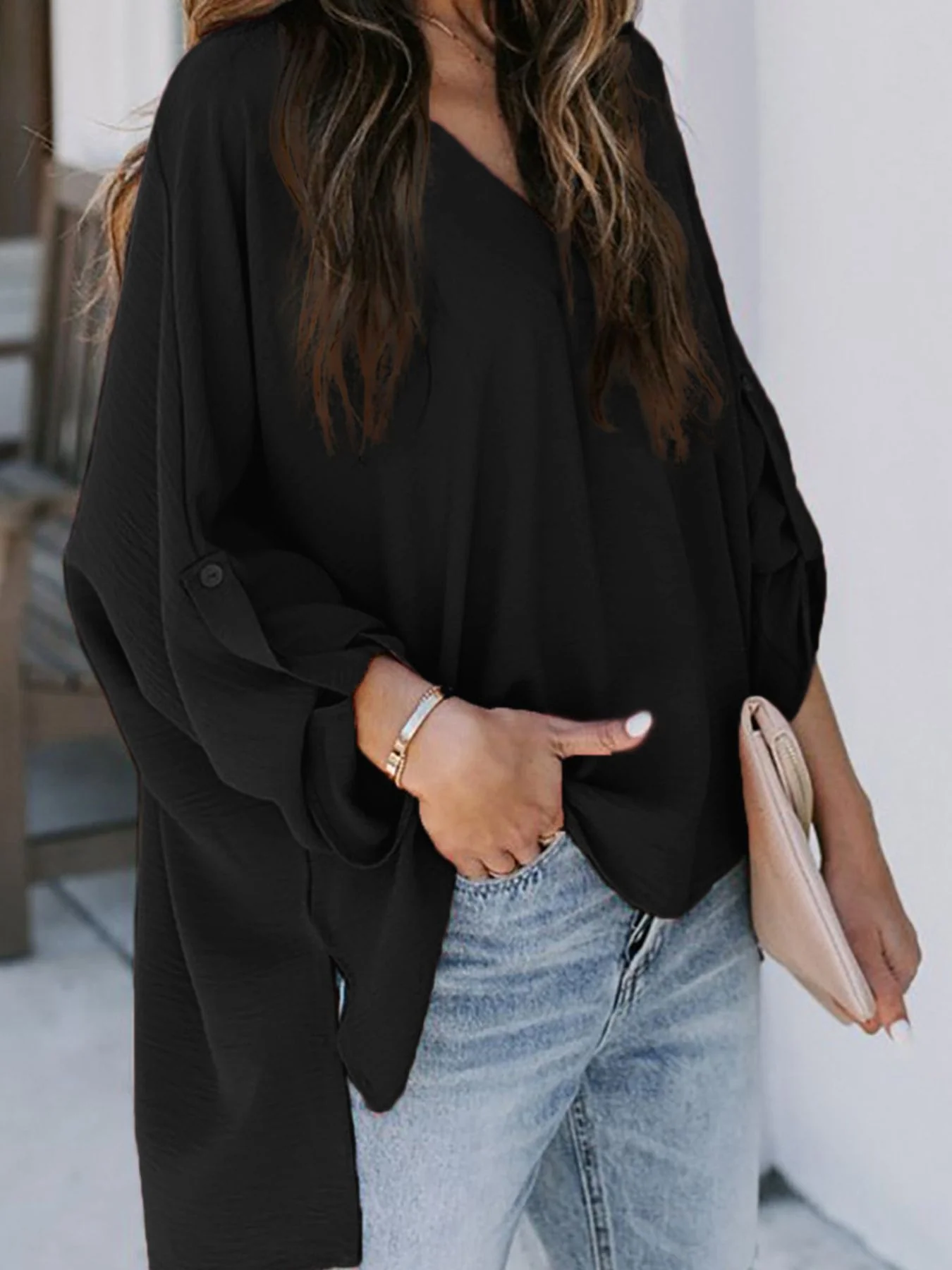 Elegant V-Neck Long Sleeve Blouse - Image 14