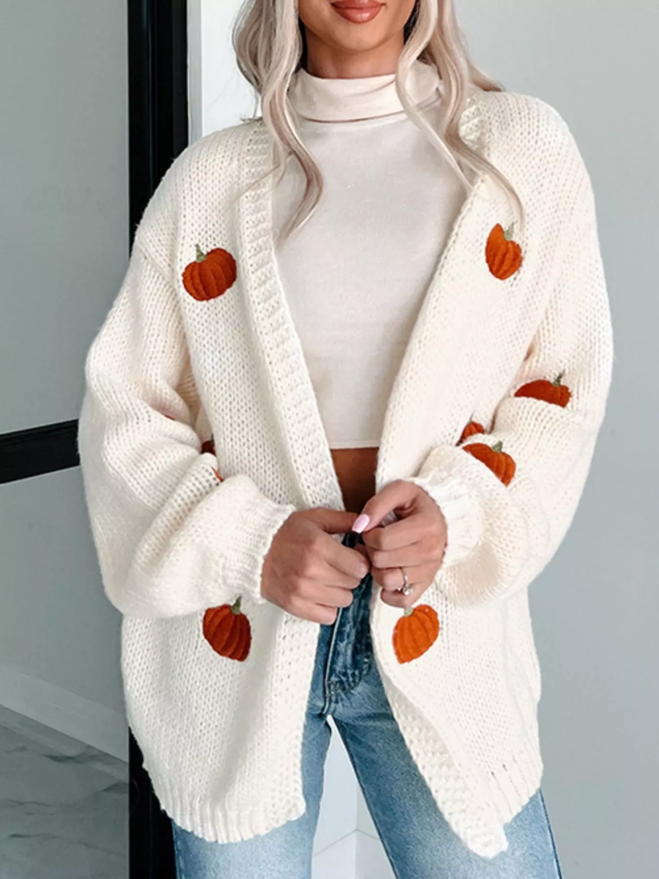 Embroidered Button Up Cardigan - Image 5