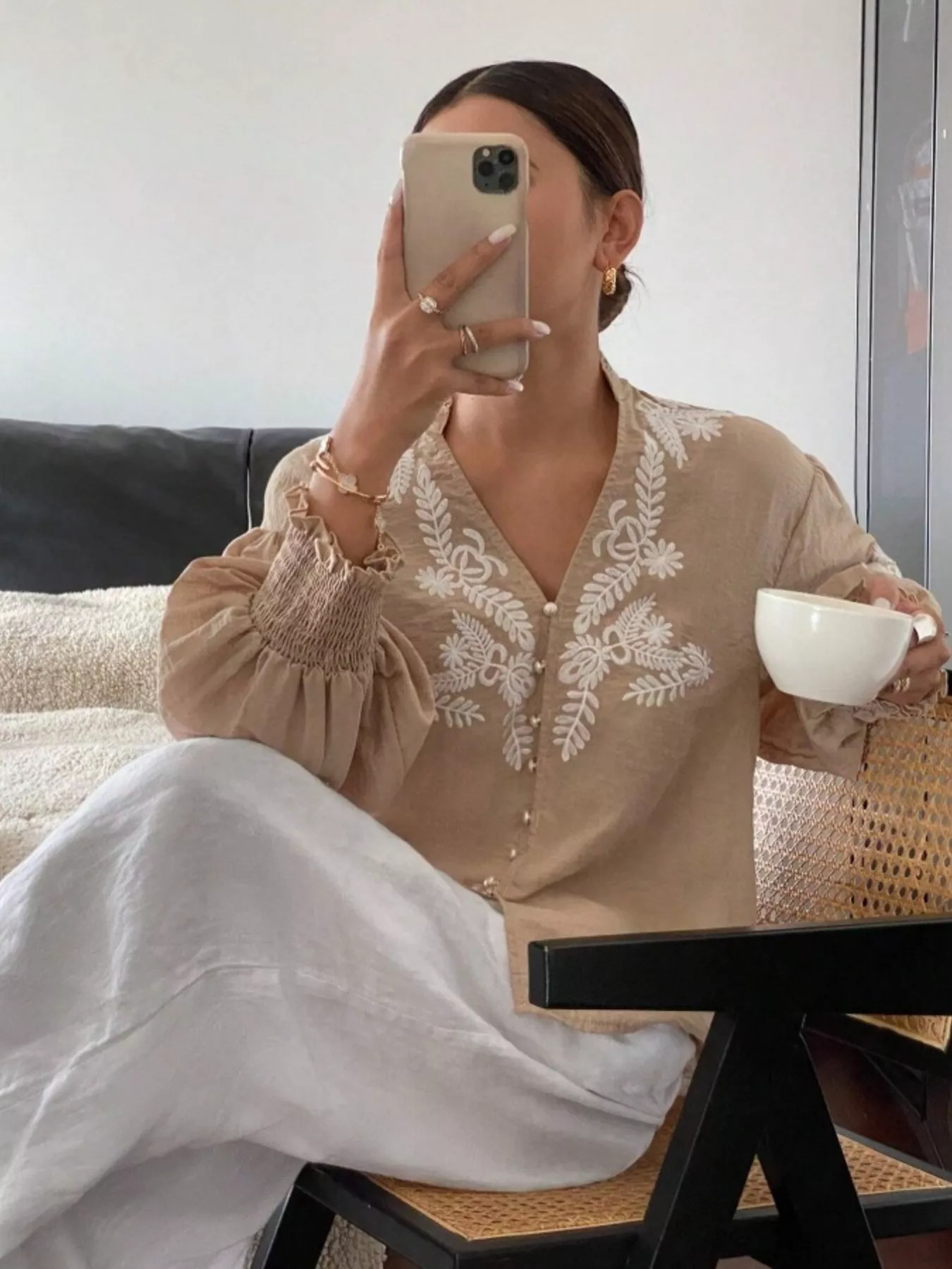Embroidered Long Sleeve Blouse - Image 21