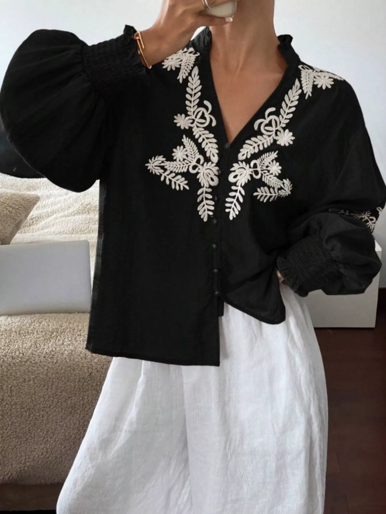 Embroidered Long Sleeve Blouse - Image 22