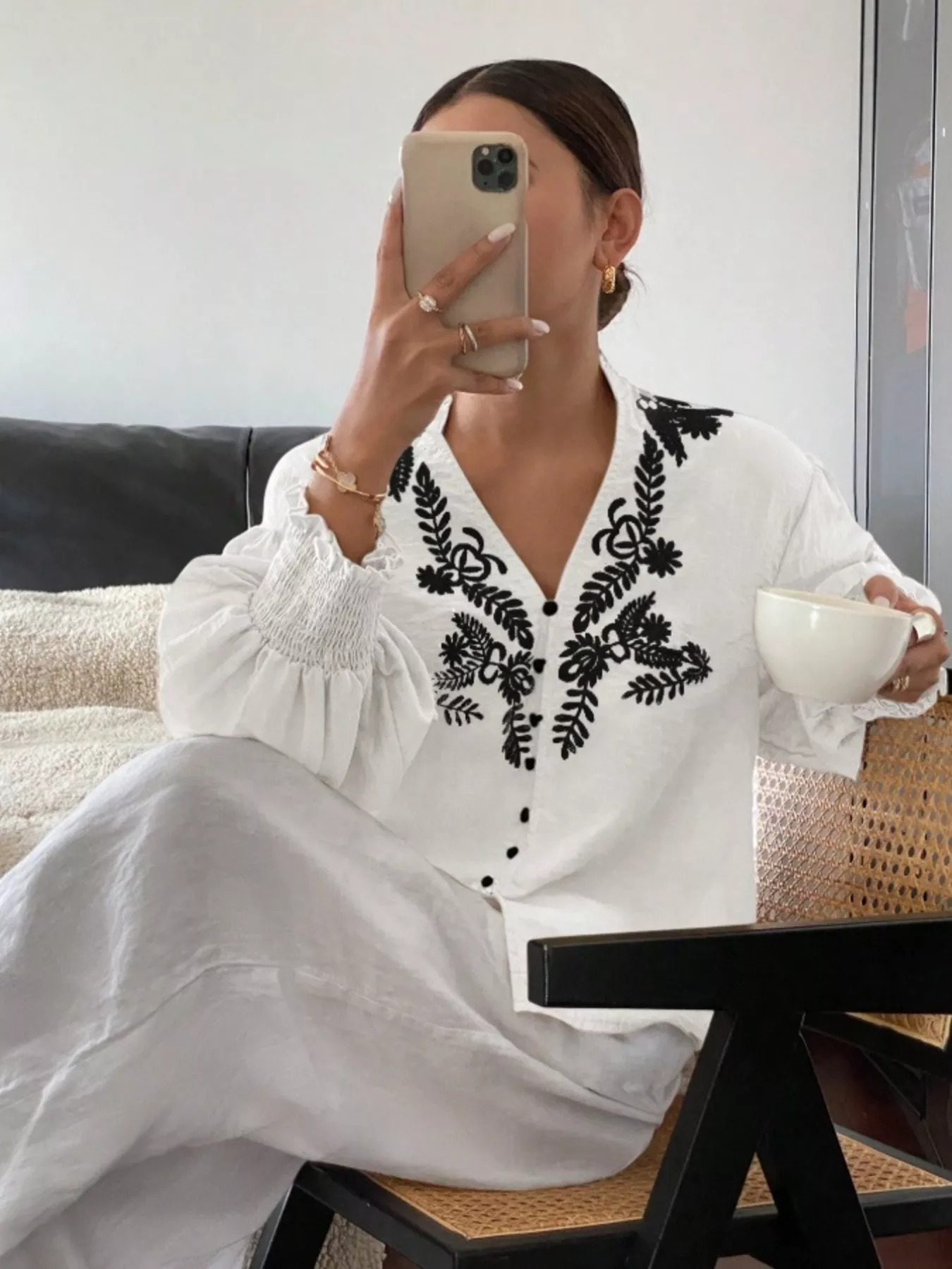Embroidered Long Sleeve Blouse - Image 29