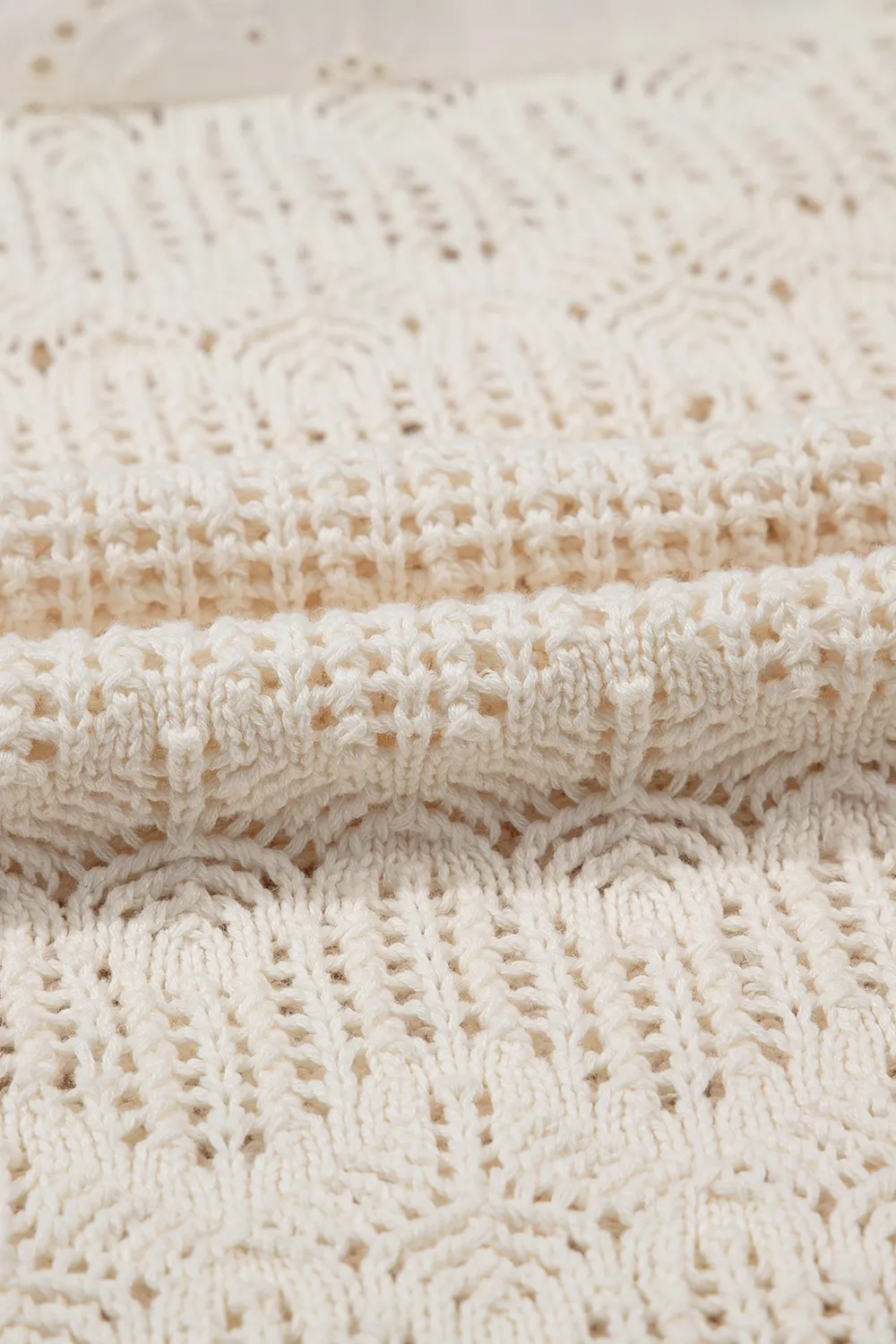 Embroidered Patchwork Hollow Out Knitted Ruffle Sweater Vest - Image 7