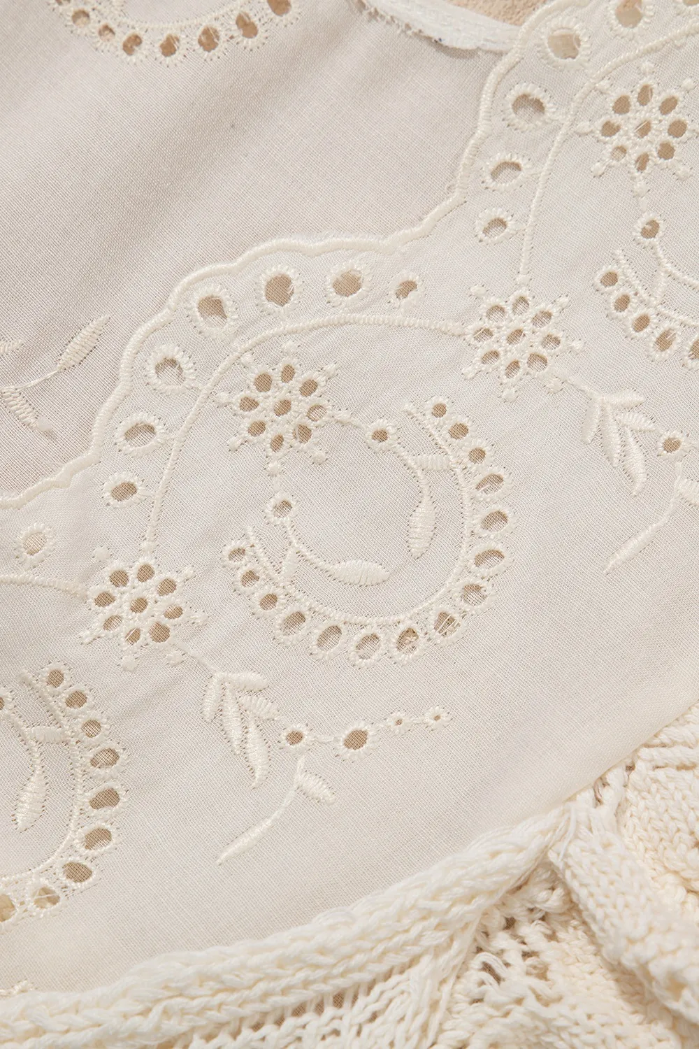 Embroidered Patchwork Hollow Out Knitted Ruffle Sweater Vest - Image 9