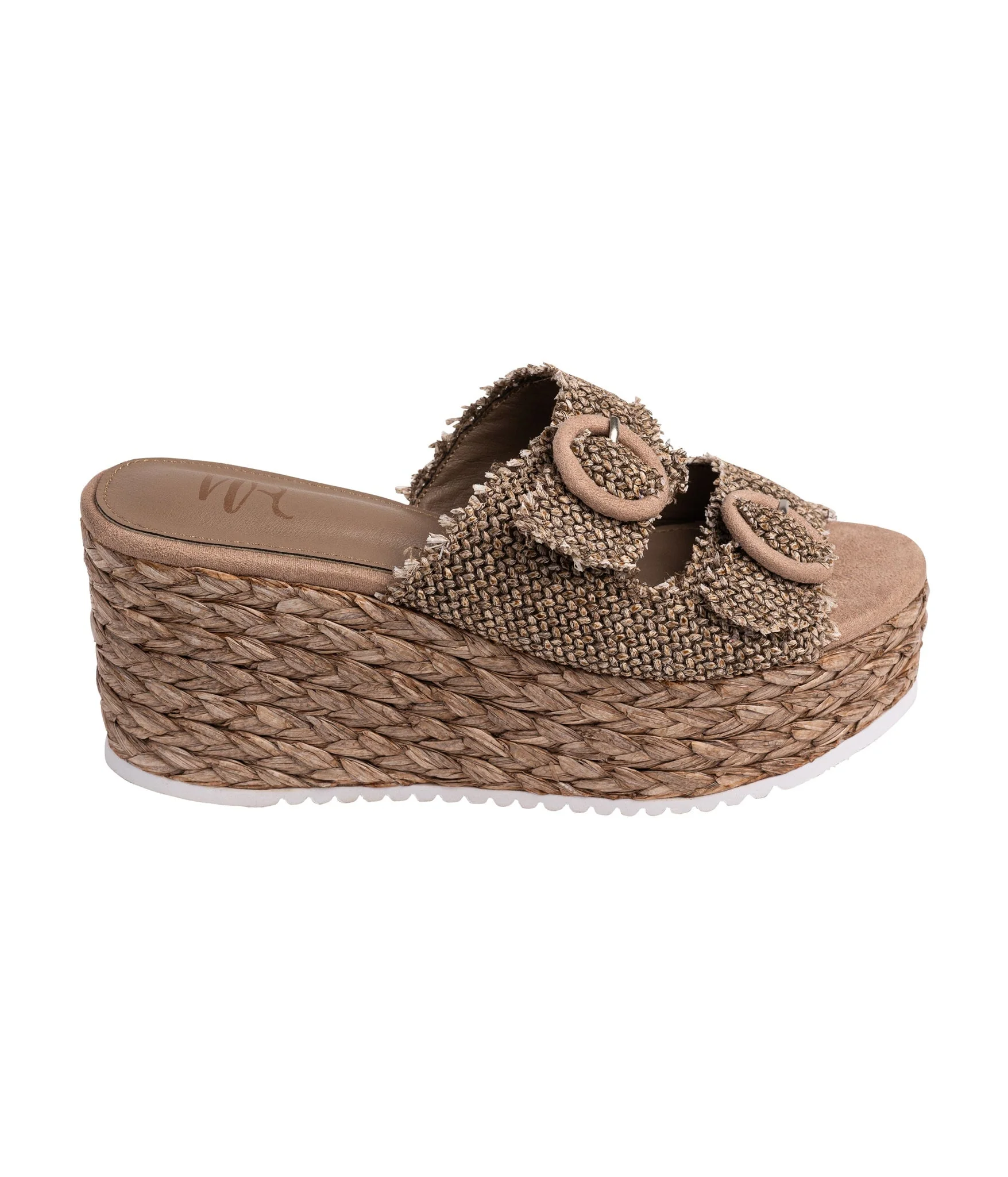 Eriwen Buckle Wedge in Taupe - Image 11