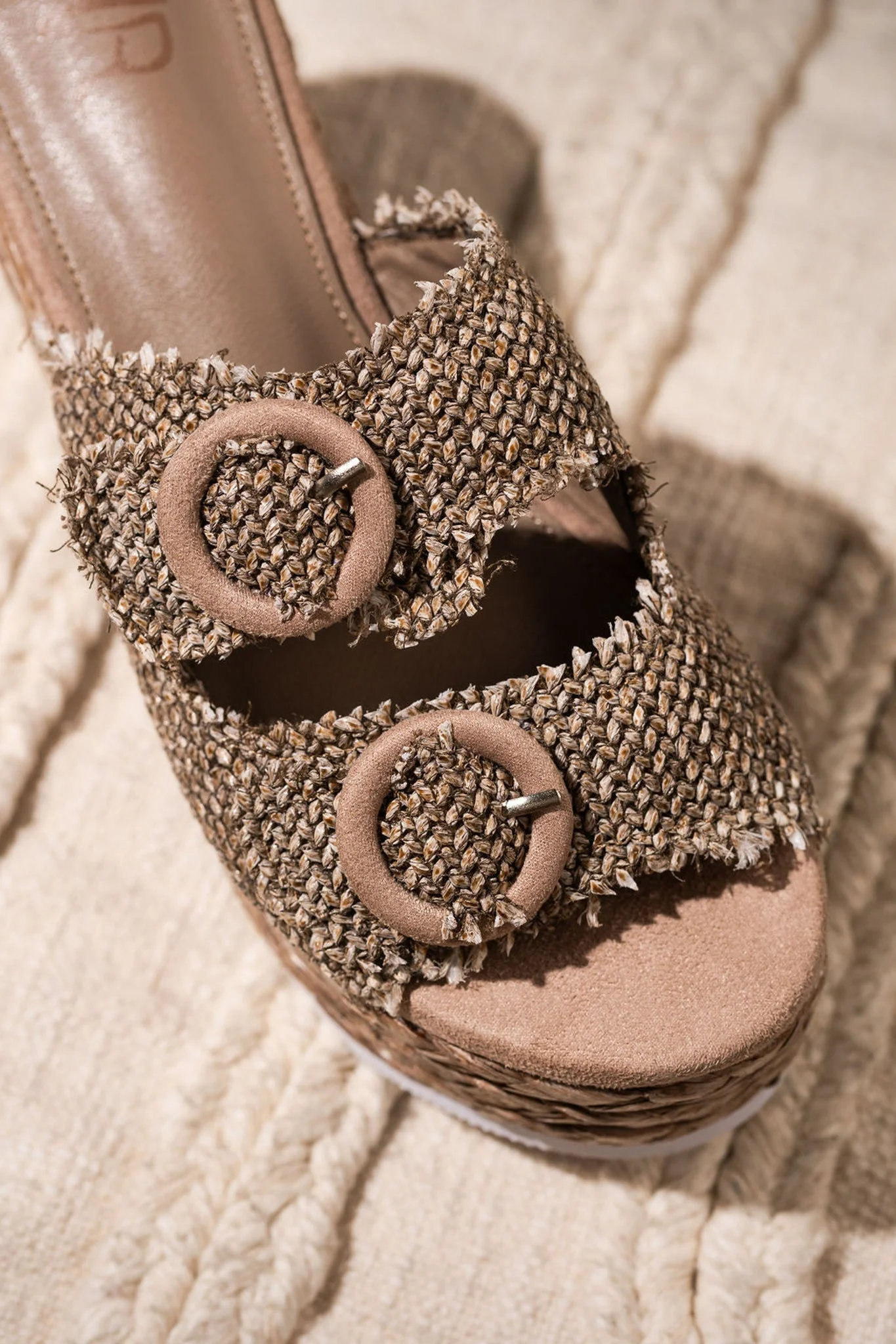 Eriwen Buckle Wedge in Taupe - Image 3