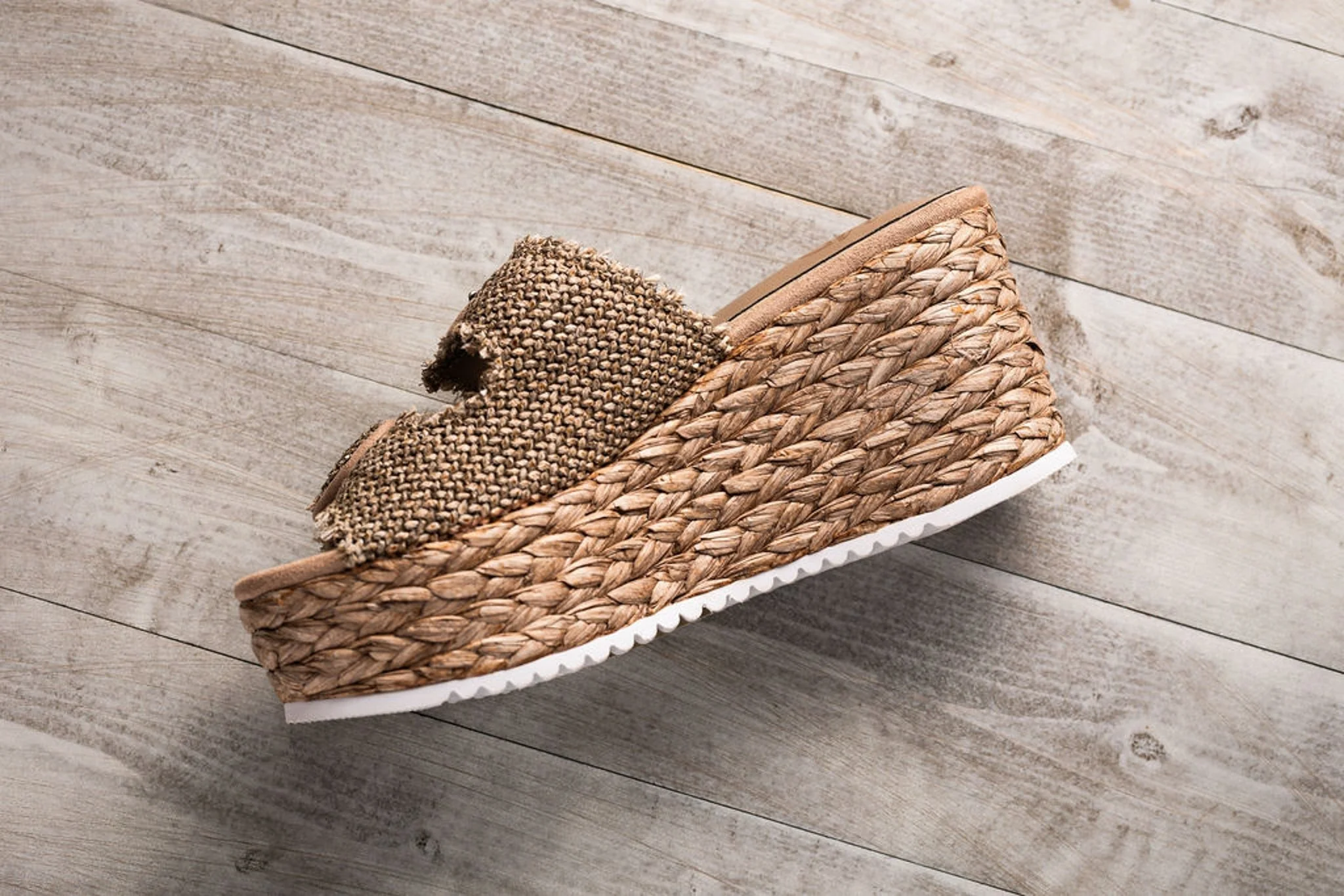 Eriwen Buckle Wedge in Taupe - Image 4